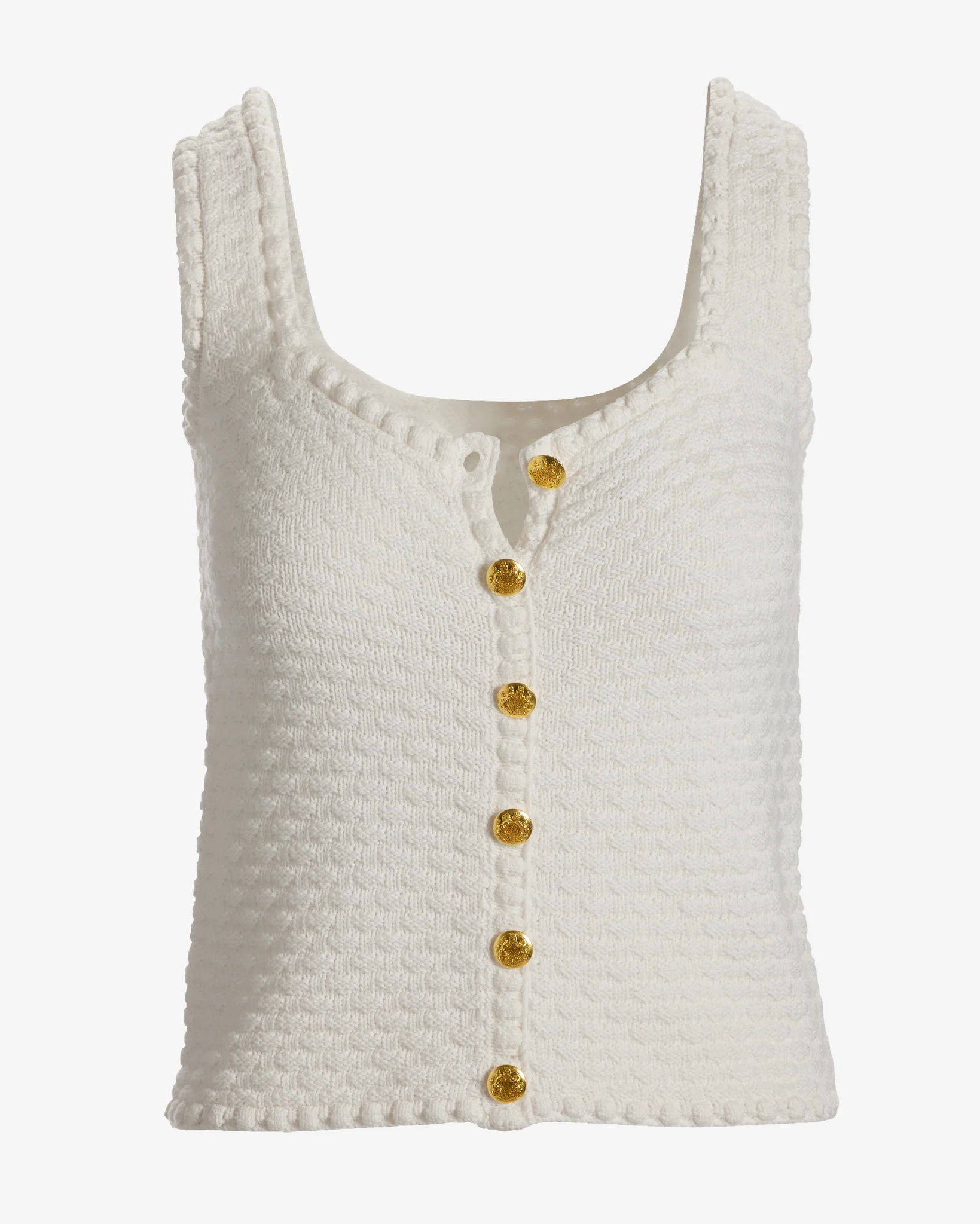 Button Detail Sweater Tank Off White - Mycitystee