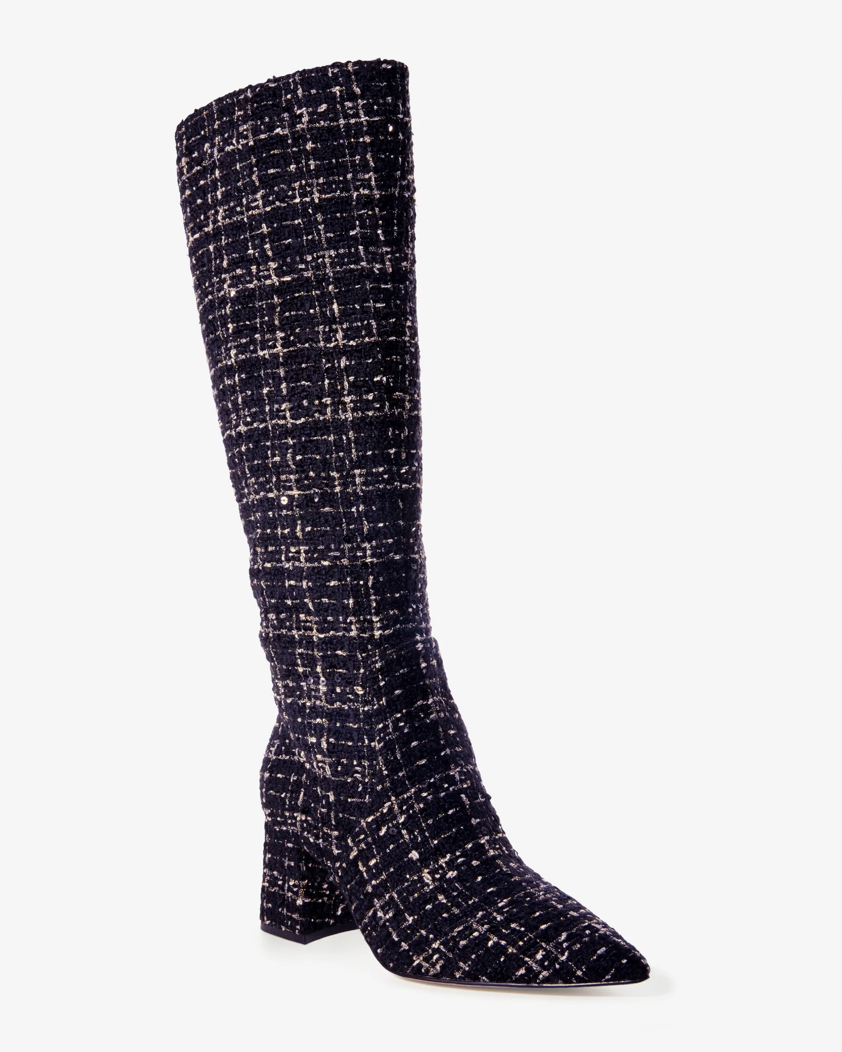 Sequin Tweed Boot Black Multi - Mycitystee