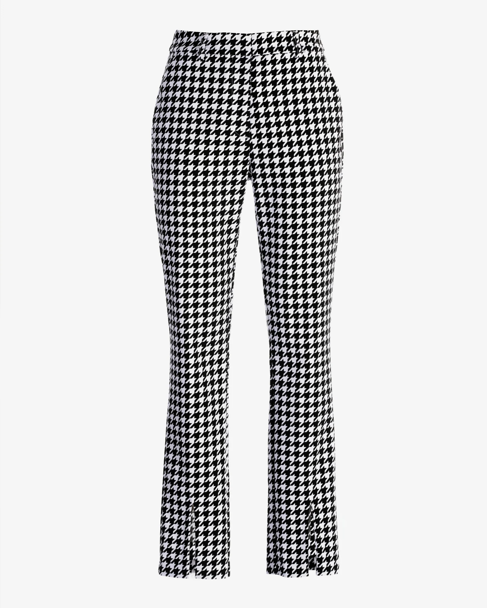 Newport Modern Slim Straight Leg Slit-Front Printed Trouser Pant Black/White - Mycitystee