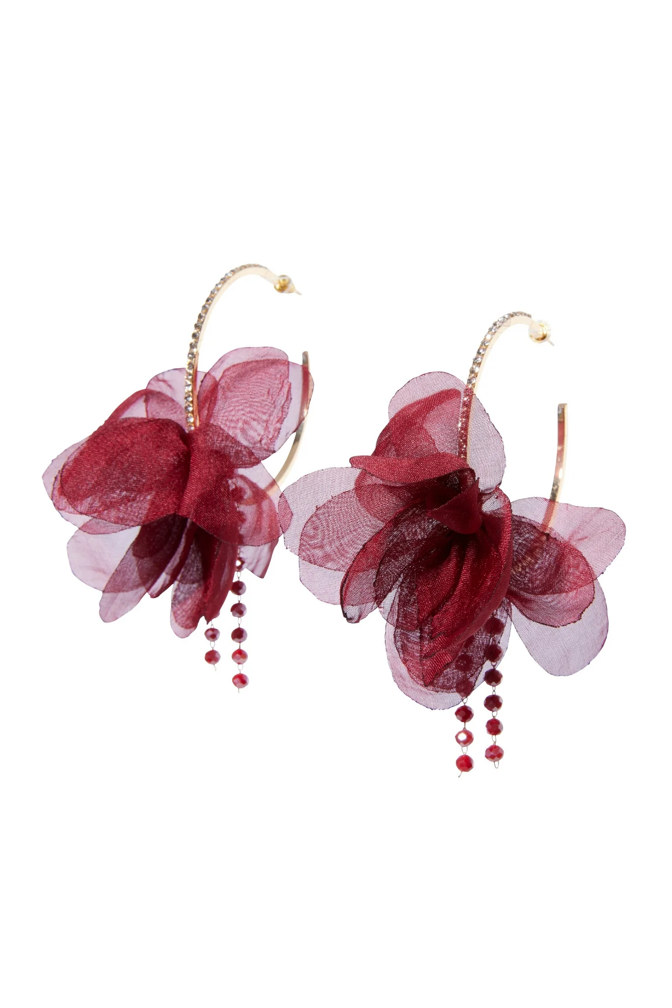 Chiffon Floral Detail Statement Hoop Red - Mycitystee