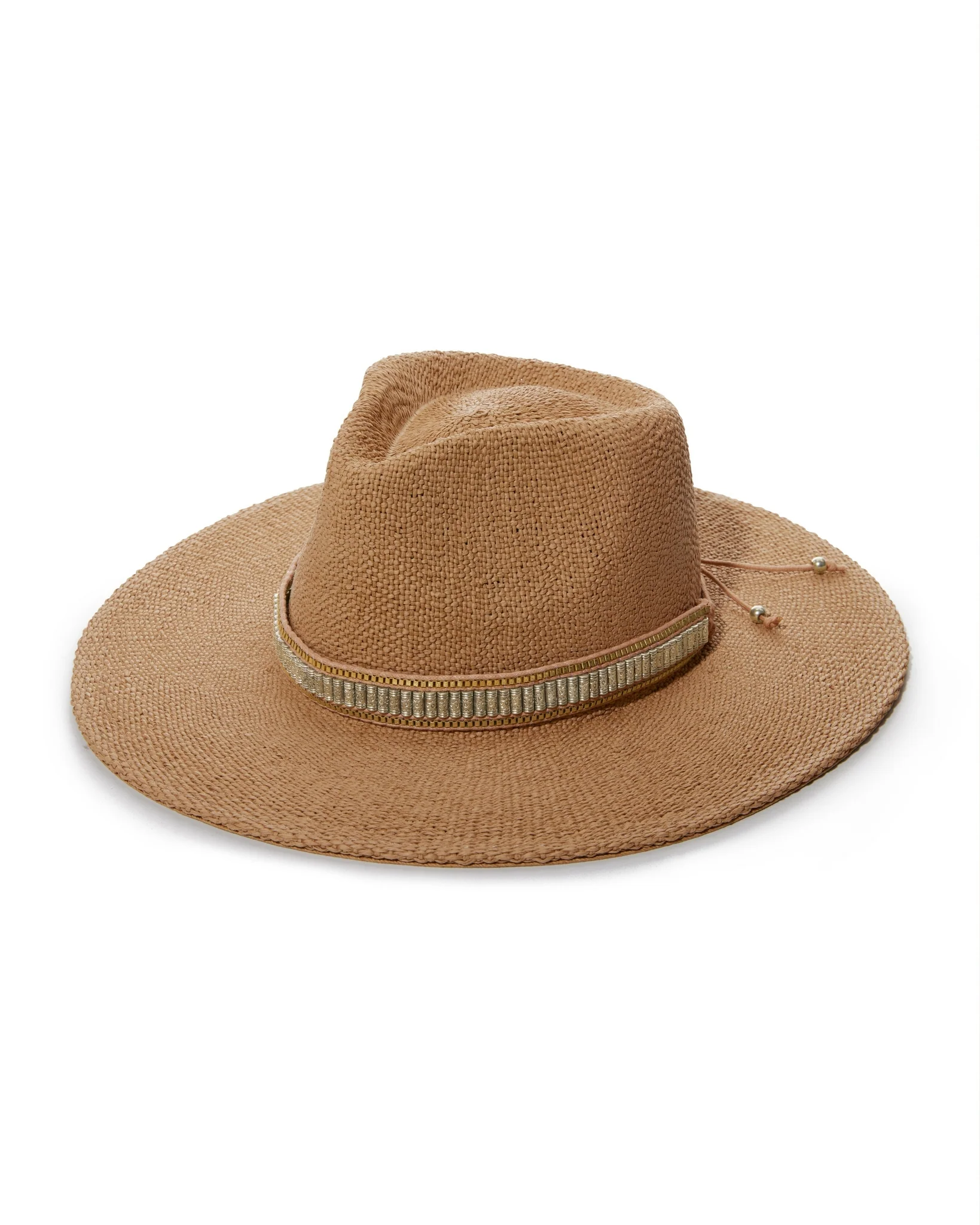 Beaded Trim Fedora Hat Natural - Mycitystee