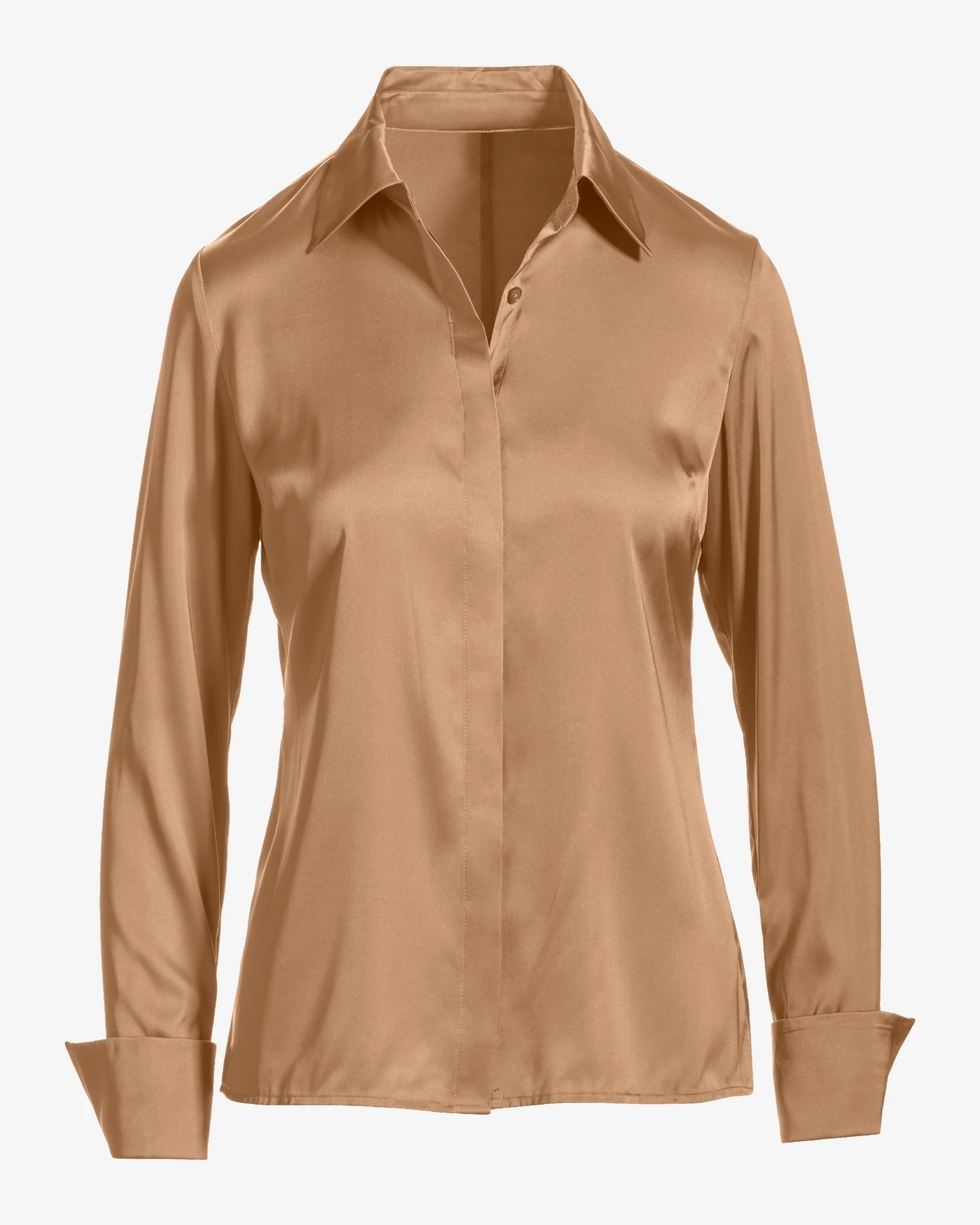 Sophia Button-Up Charmeuse Blouse Toffee - Mycitystee