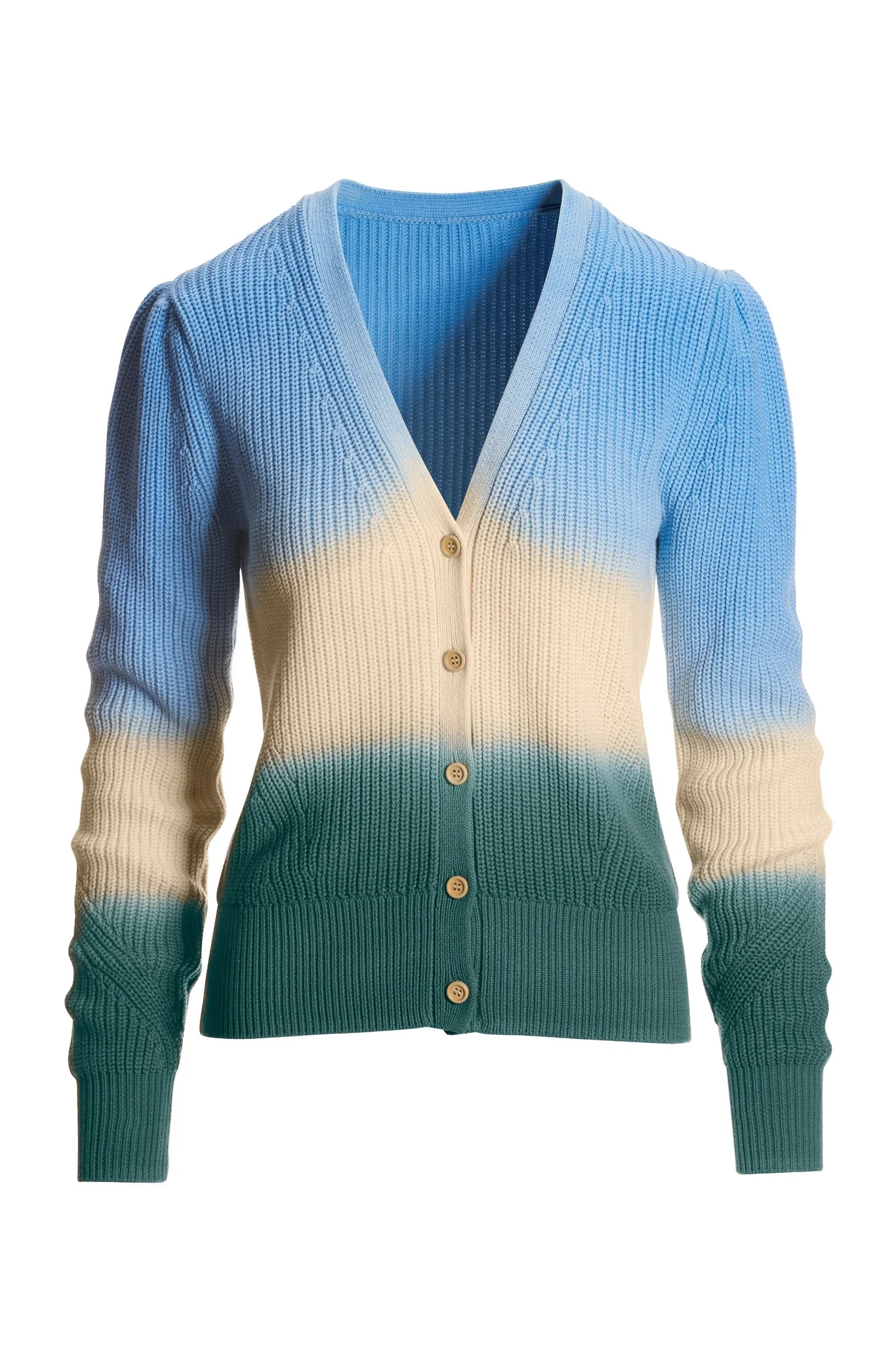 Tie Dye Puff Sleeve Shaker Stitch Cardigan Multi - Mycitystee