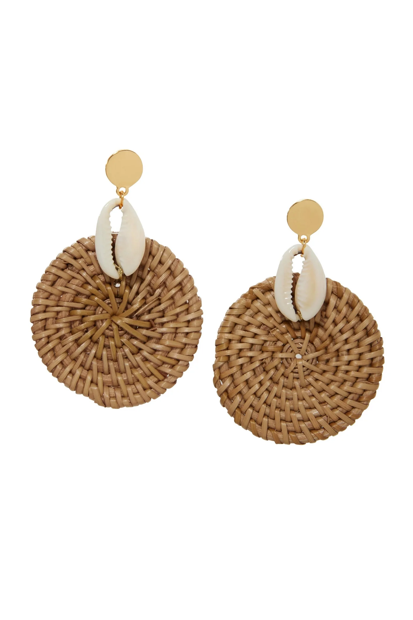 Woven Seashell Earrings Neutral Multi - Mycitystee