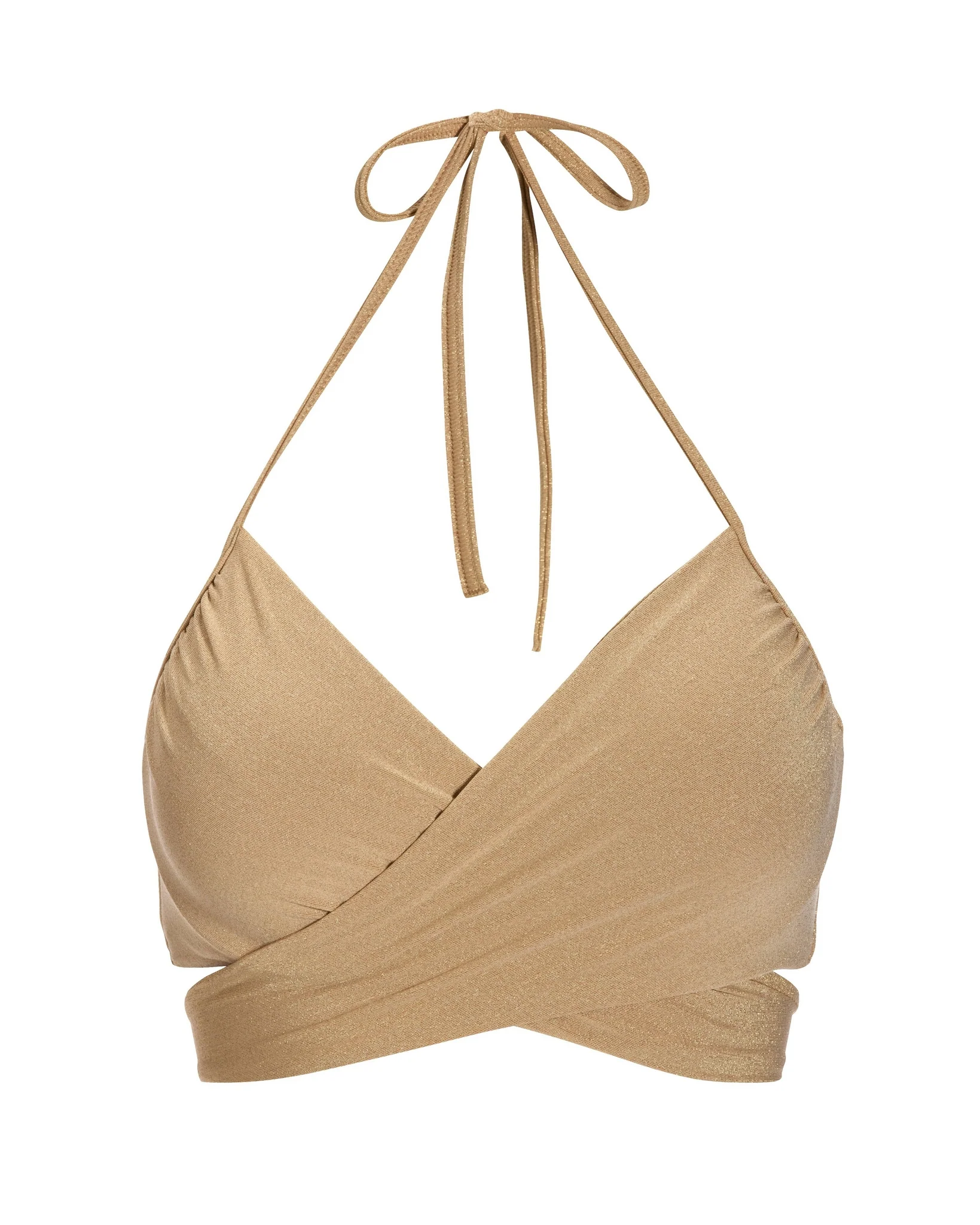 Swim Sense Gold Metallic Underwire Wrap Bikini Top Gold Metallic - Mycitystee