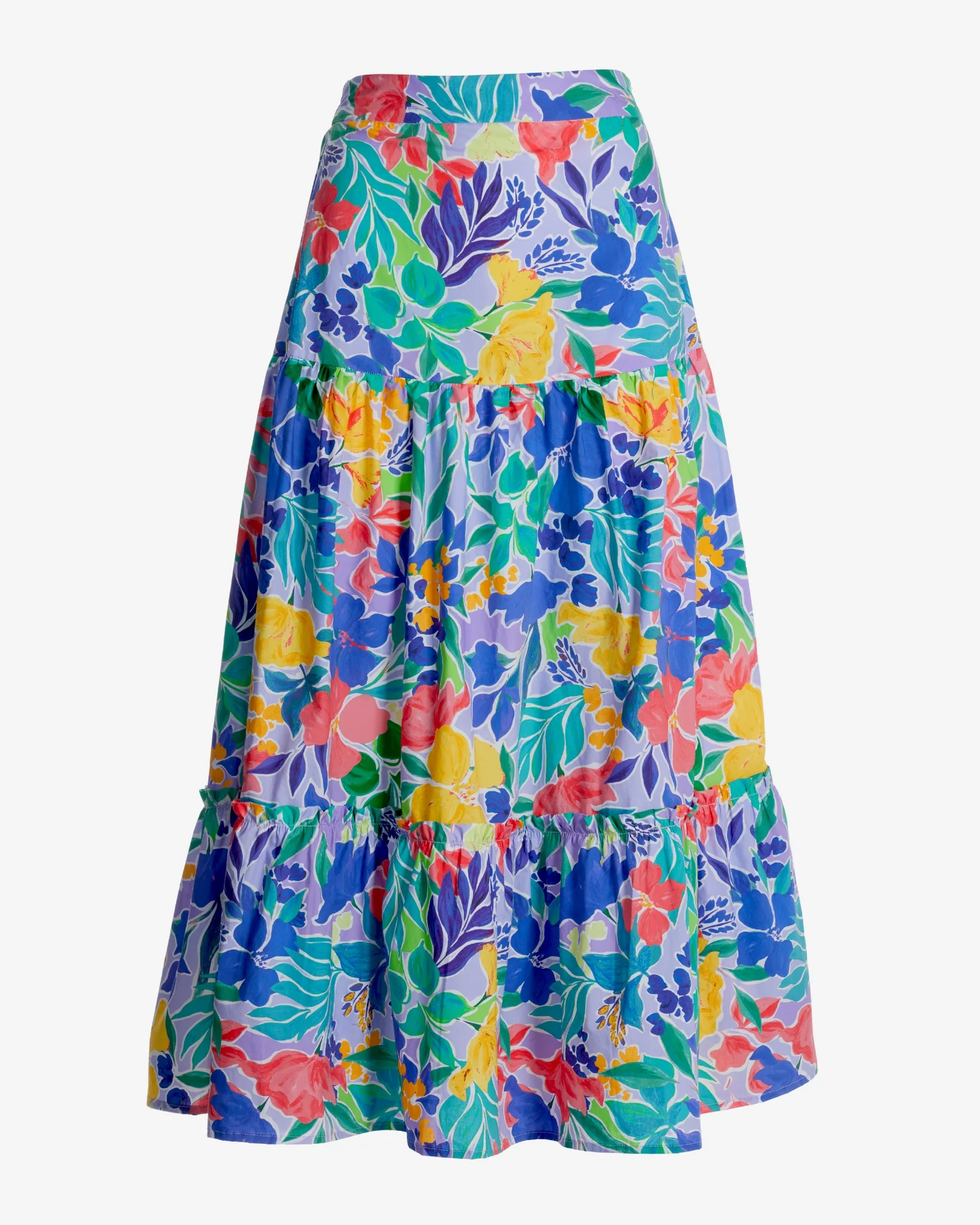 Floral Collage Print Poplin Midi Skirt Multi - Mycitystee