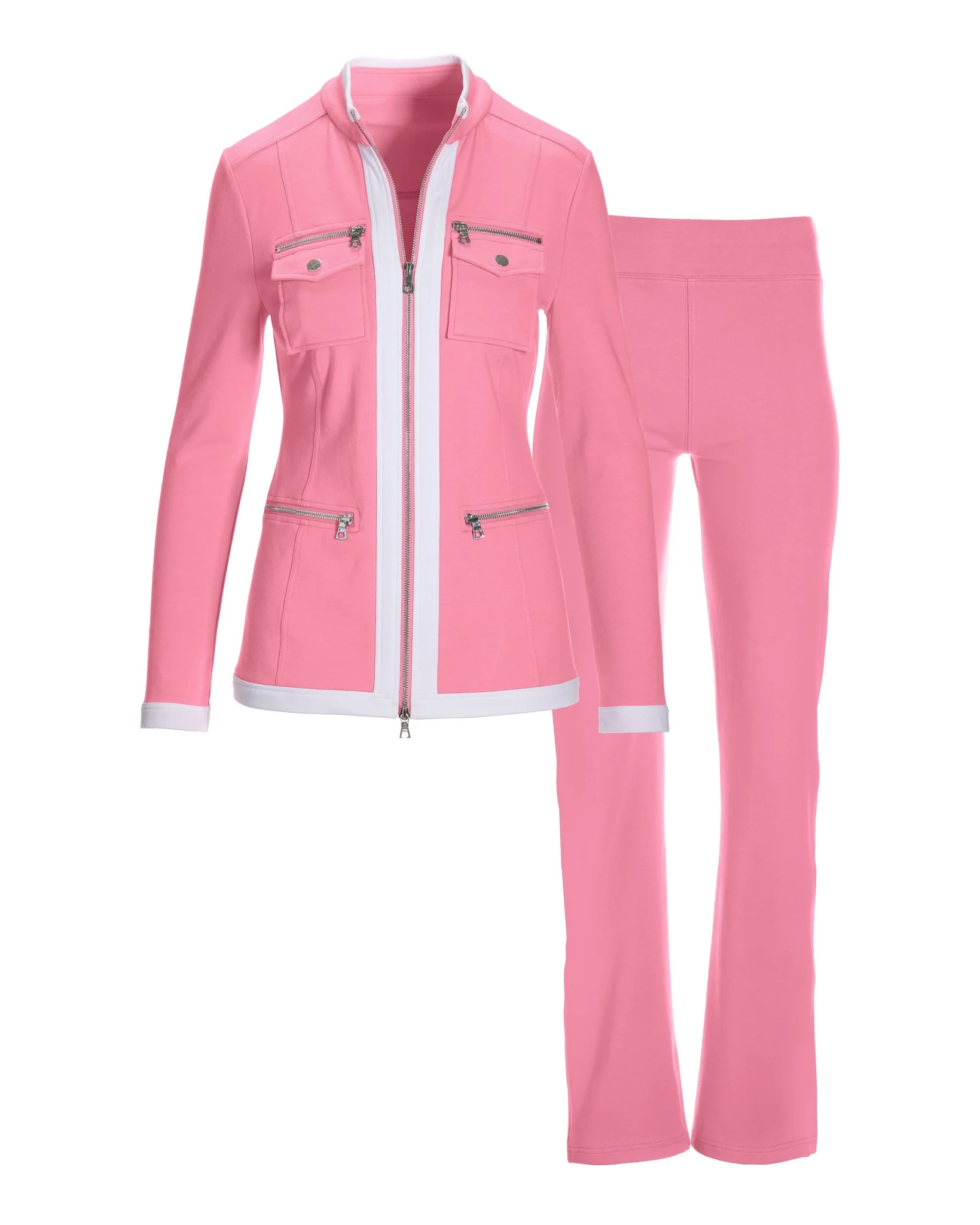 Chic Zippered Sport Coordinate Set Sachet Pink - Mycitystee