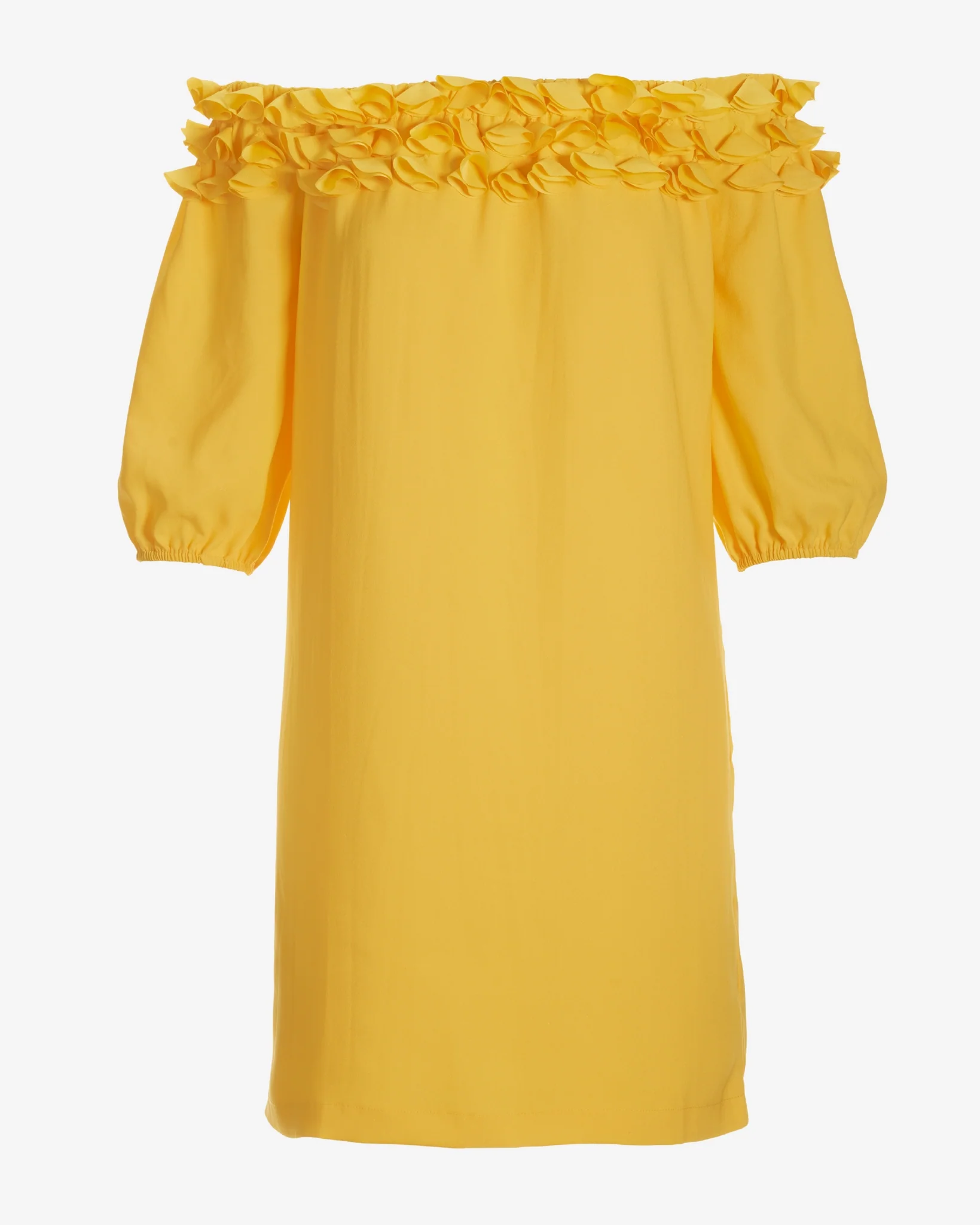 3D Floral Bubble Sleeve Shift Dress Dandelion - Mycitystee