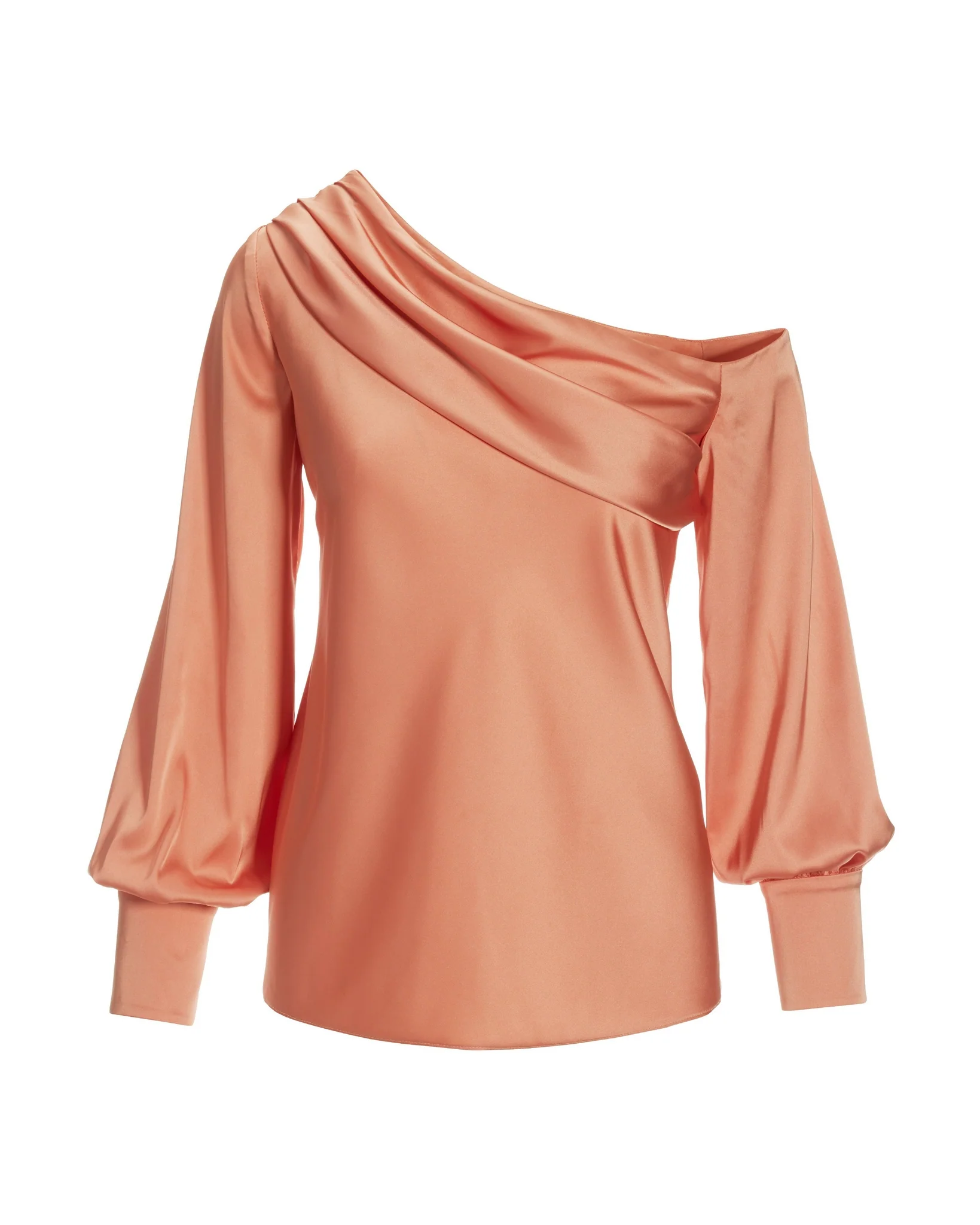 Amelia Shoulder-Skimming Charmeuse Blouse Peach - Mycitystee