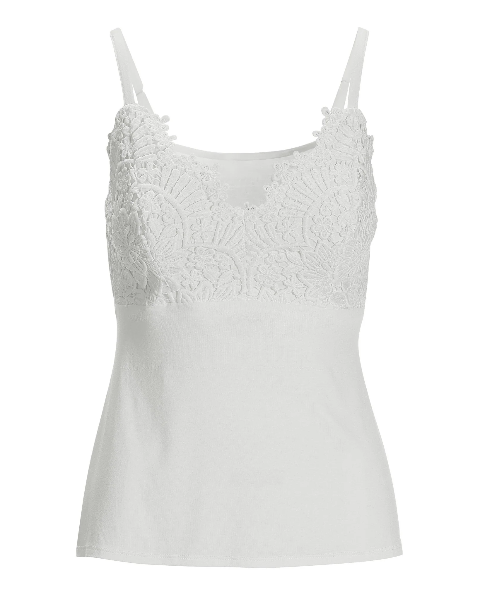 Lace Trim Cami Knit Top White - Mycitystee