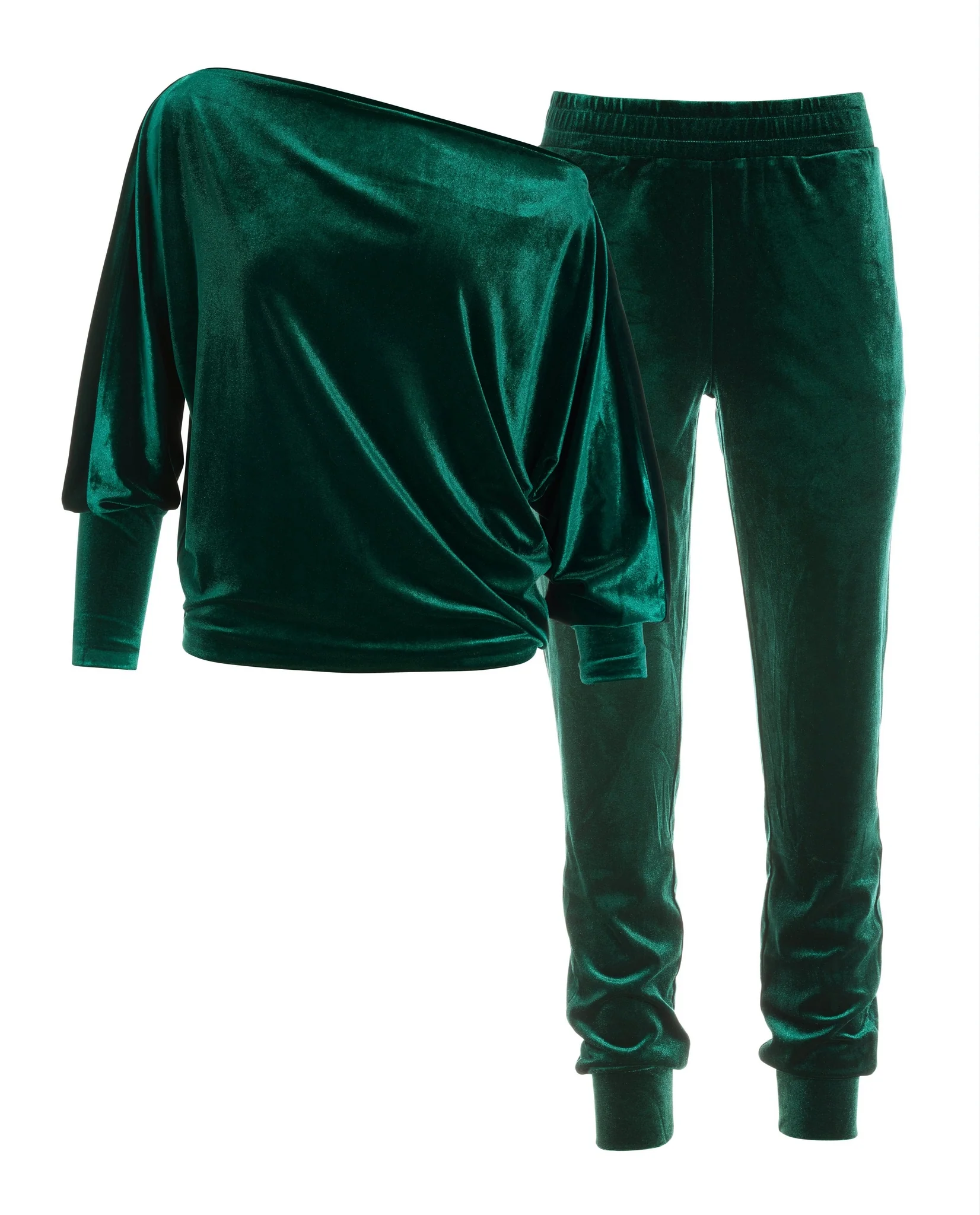 Slouchy Velour Top & Jogger Set Deep Emerald - Mycitystee