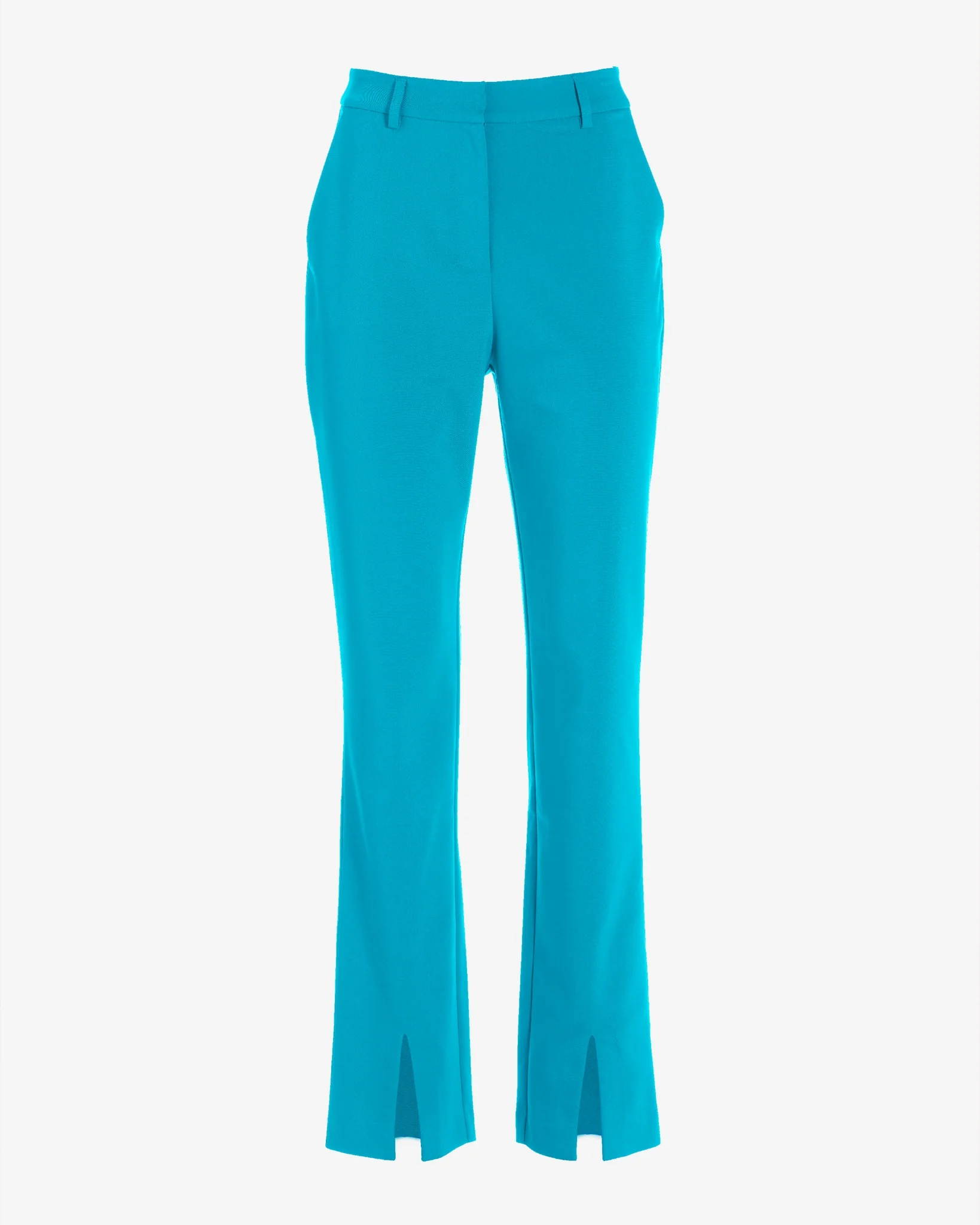 Newport Modern Slim Straight Leg Slit Front Trouser Pant Scuba Blue - Mycitystee