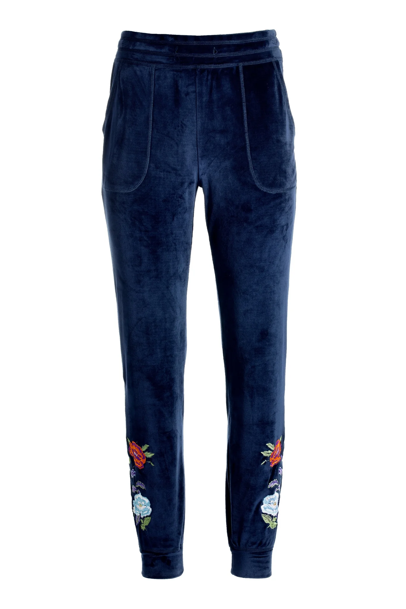 Embroidered Velour Jogger Navy Multi - Mycitystee