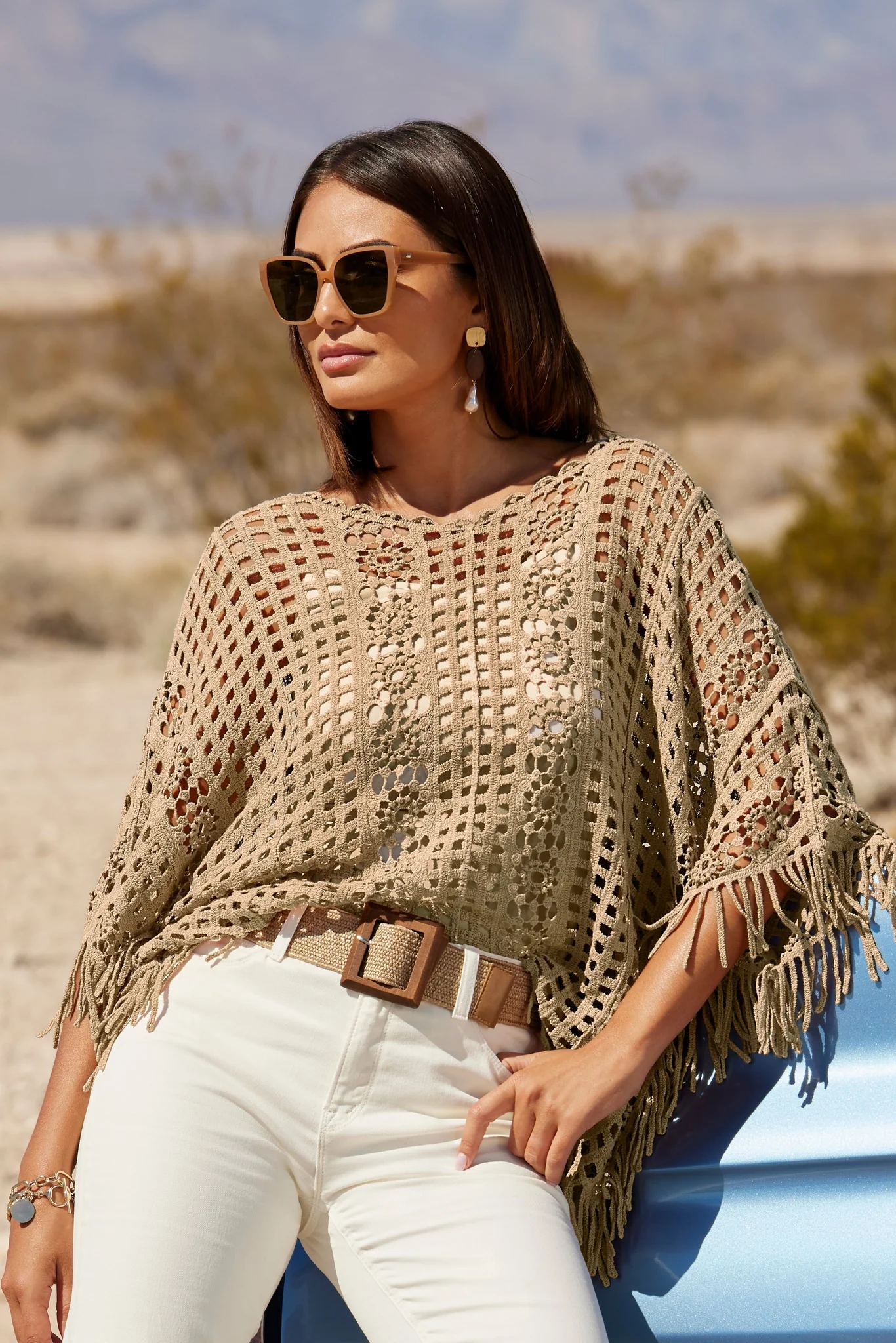 Wood & Pearl Earring Brown Multi - Mycitystee