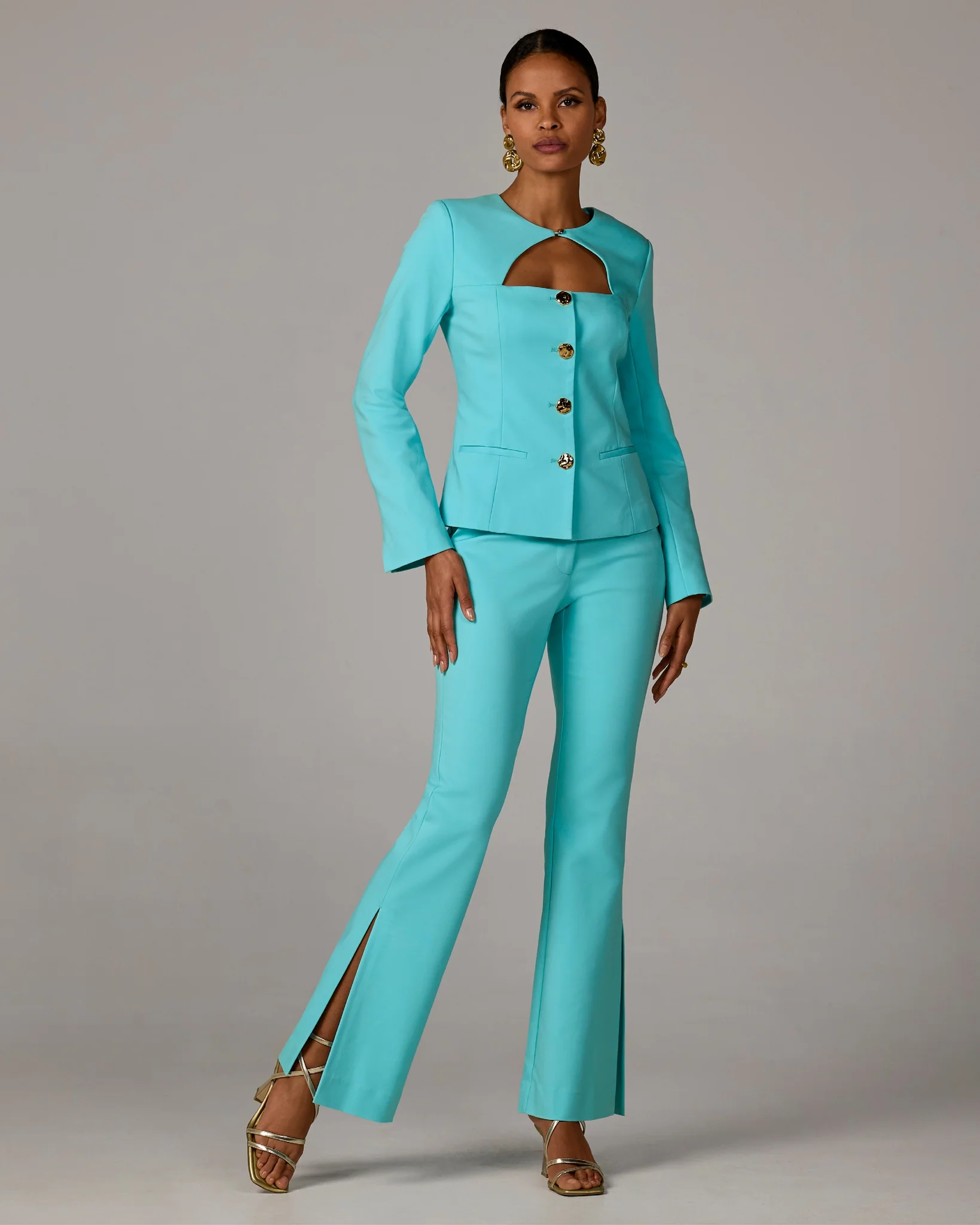 Monterey Modern Bootcut Side-Slit Trouser Pant Blue Radiance - Mycitystee