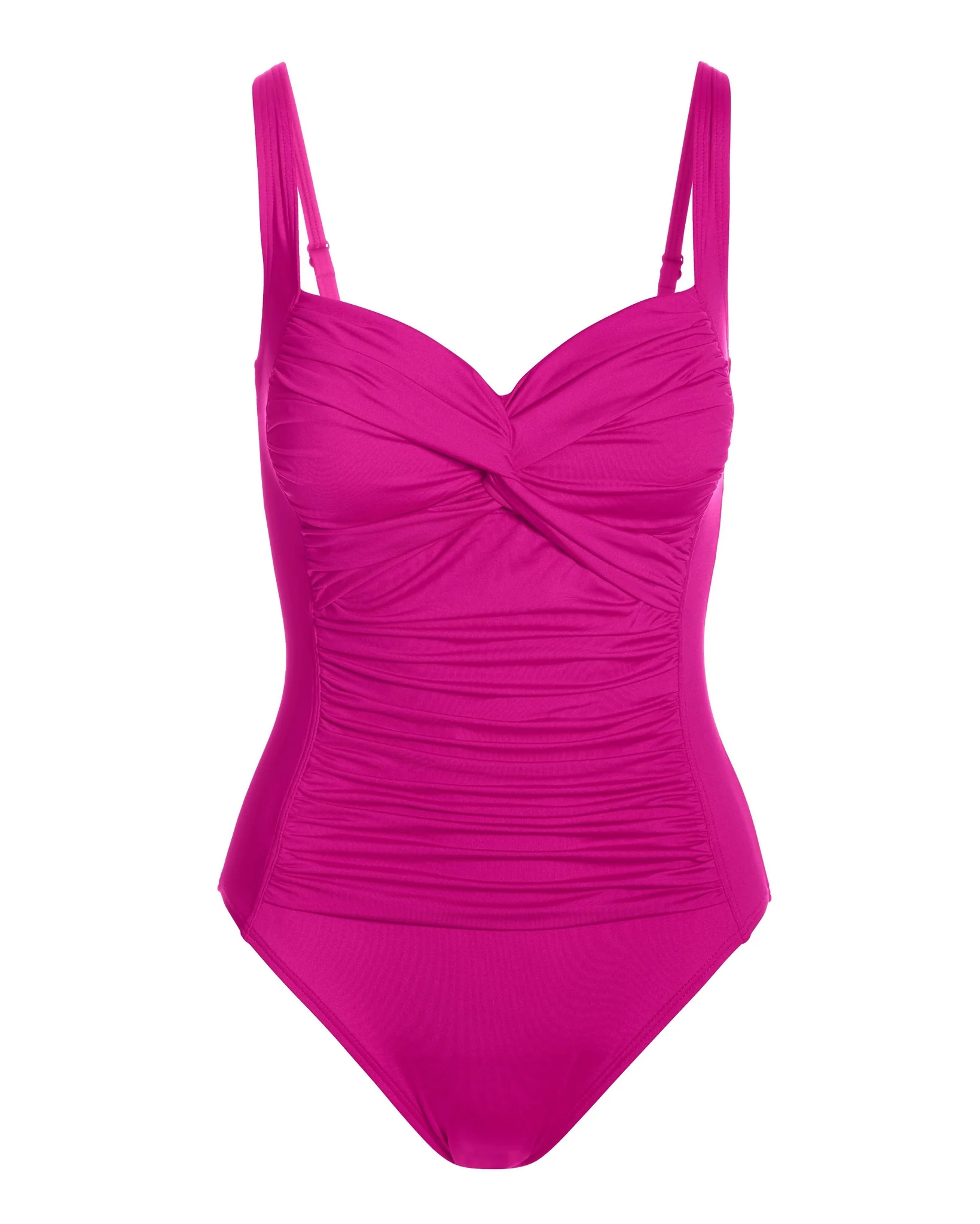 Swim Sense Twist Front One-Piece Swimsuit Fuchsia Red - Mycitystee