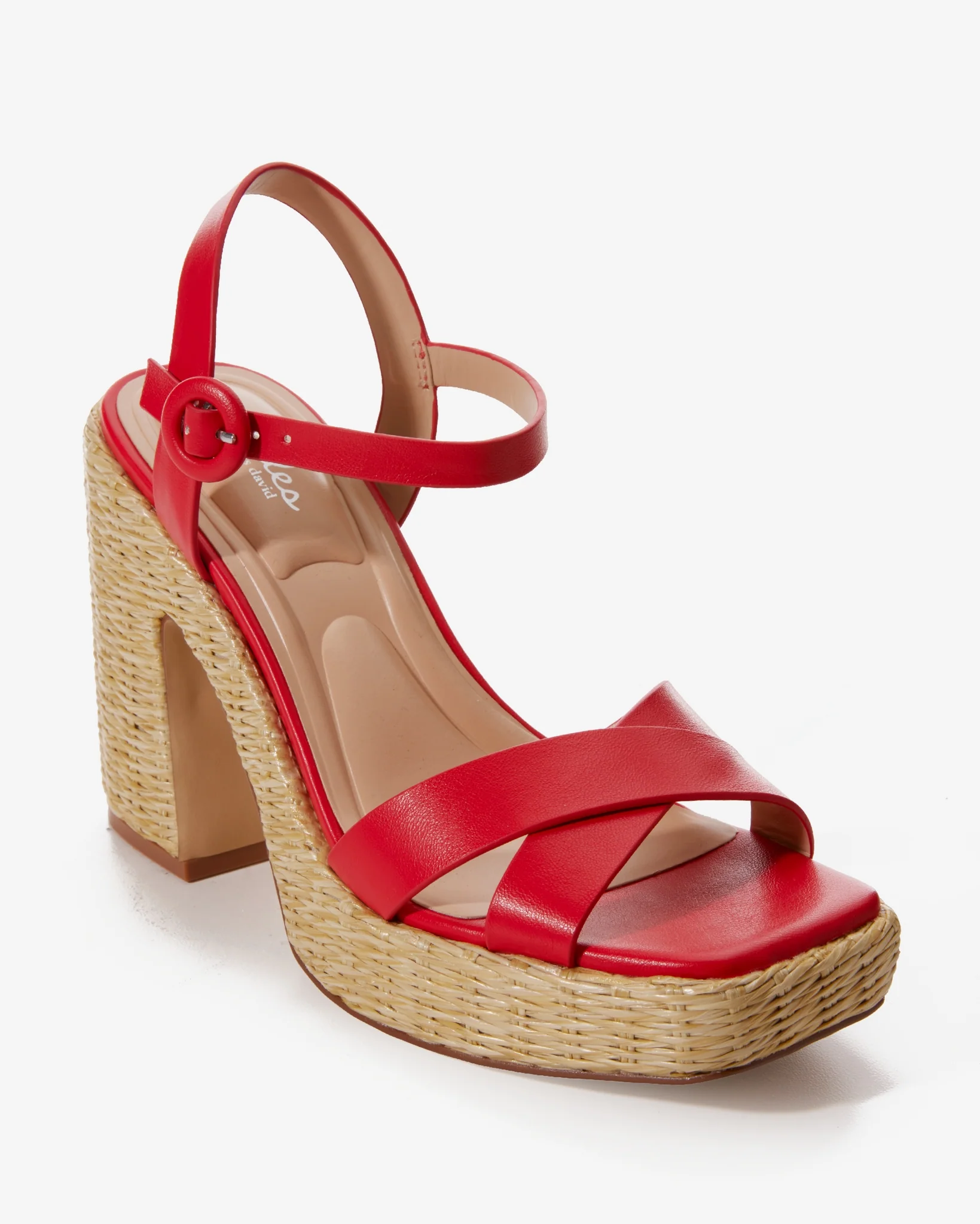 Woven Platform Block Heel Red - Mycitystee