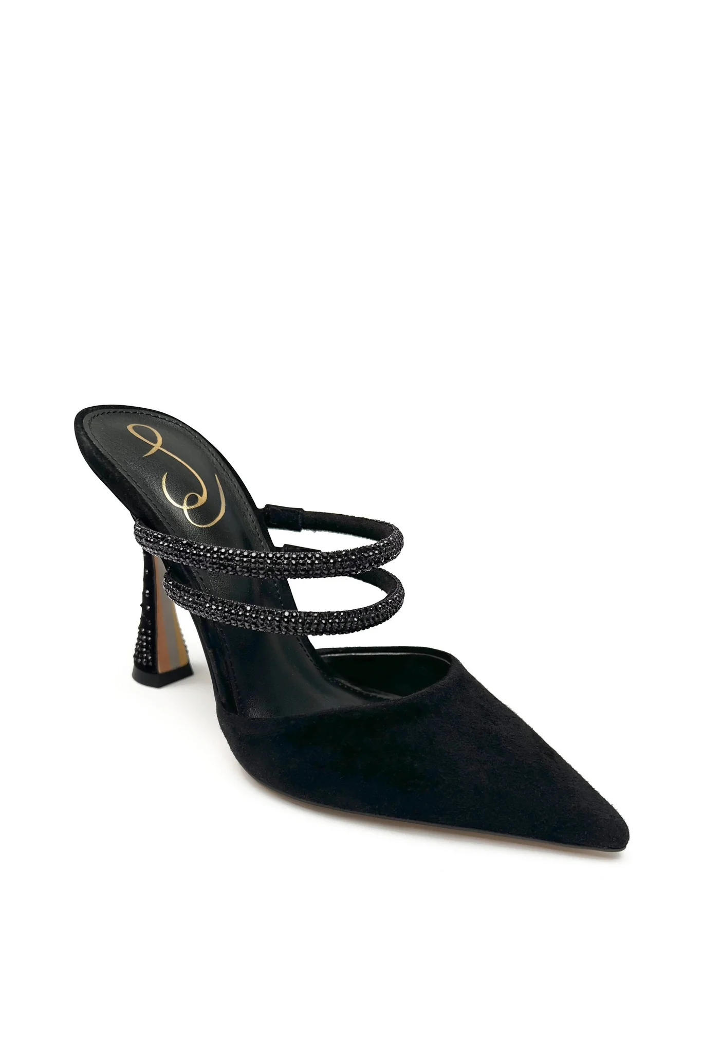 Pointed Toe Embellished Heel Black - Mycitystee