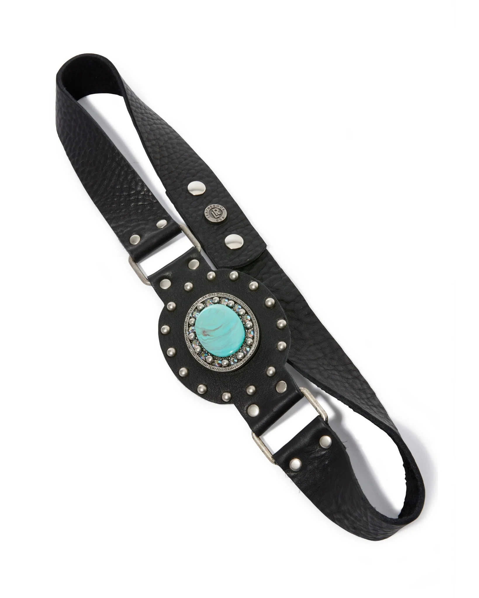 Stone And Studded Leather Waist Belt Black - Mycitystee