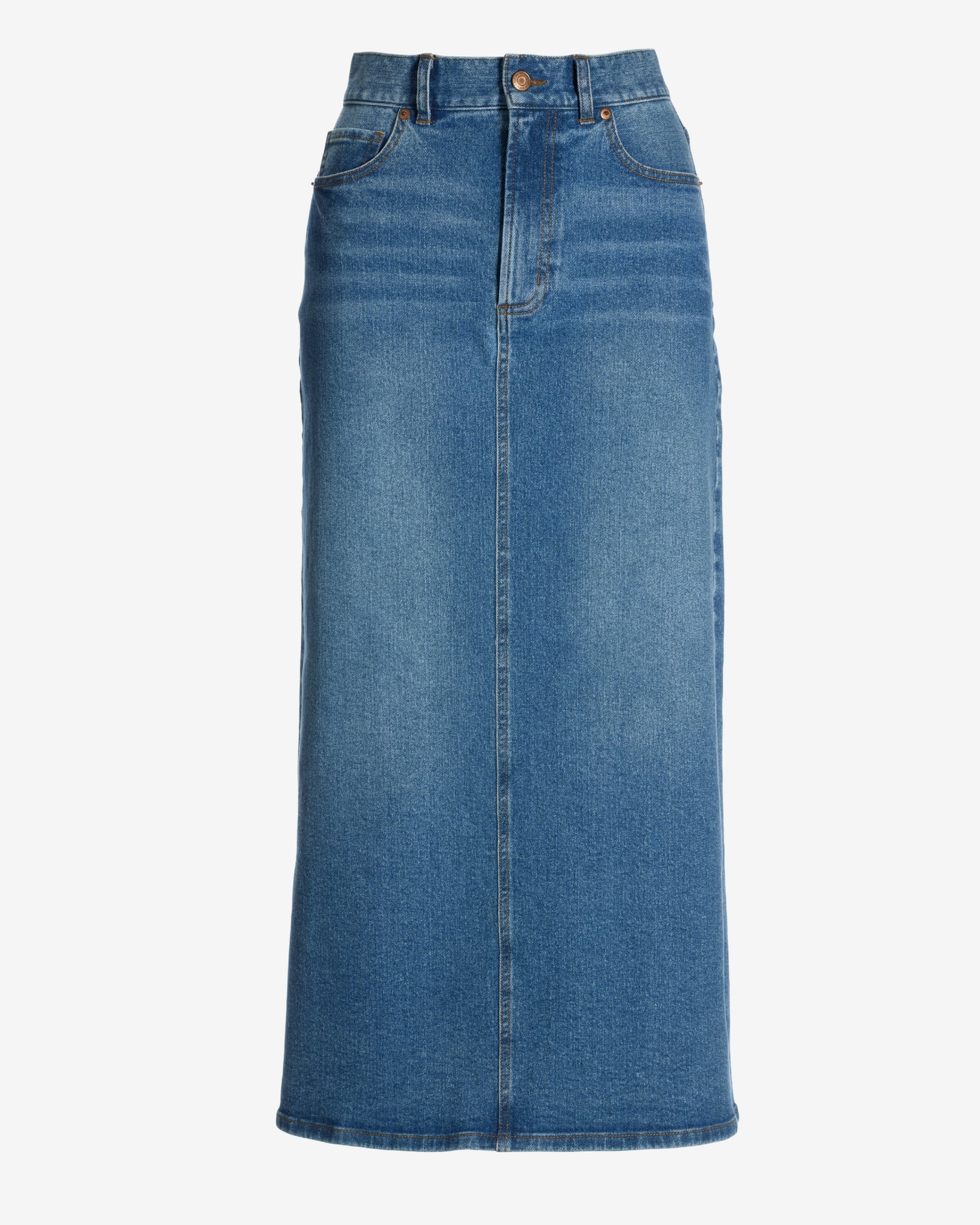 Proper Denim Five Pocket Midi Skirt Medium Wash - Mycitystee