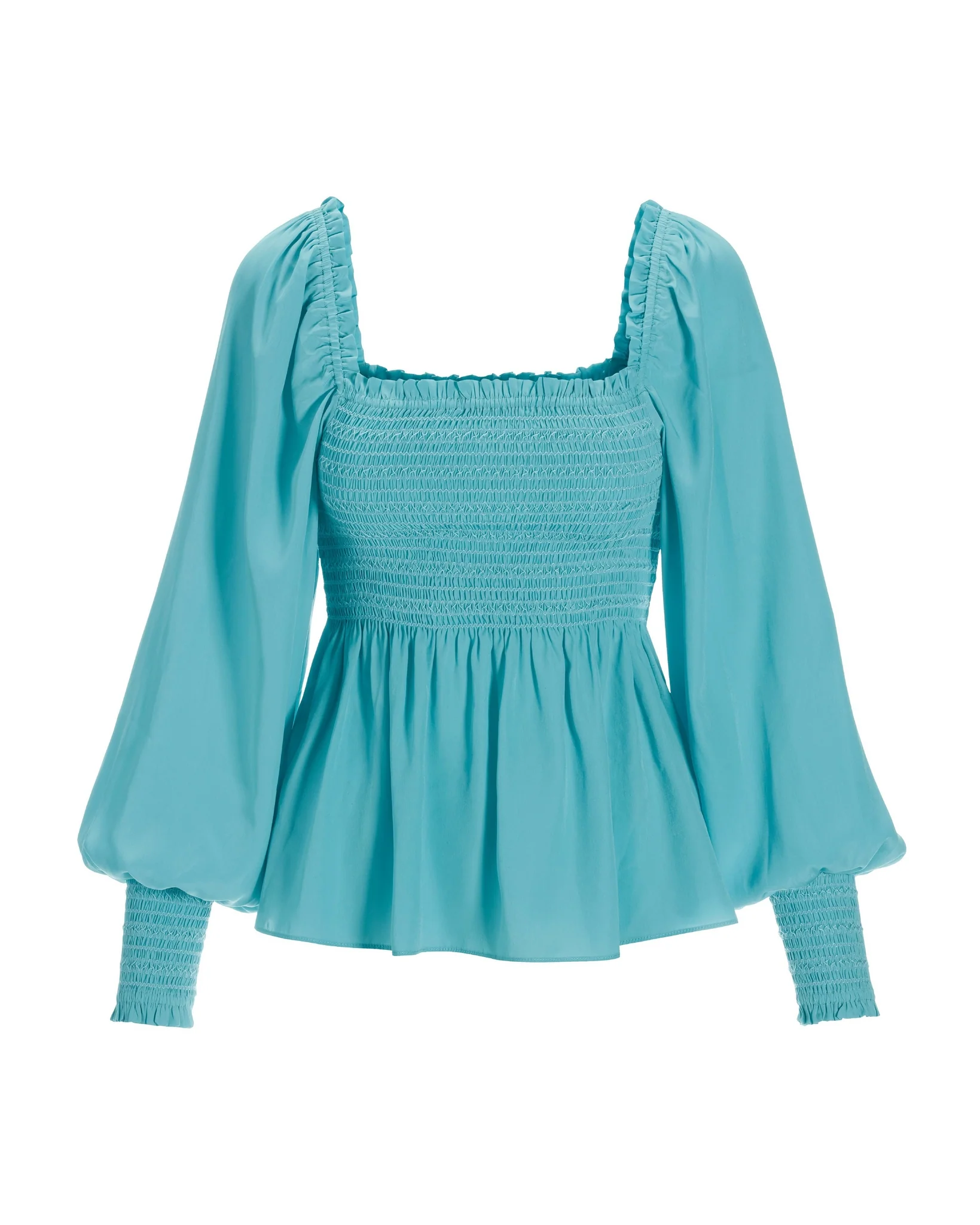 Isabela Smocked Peplum Drama-Sleeve Blouse Capri - Mycitystee