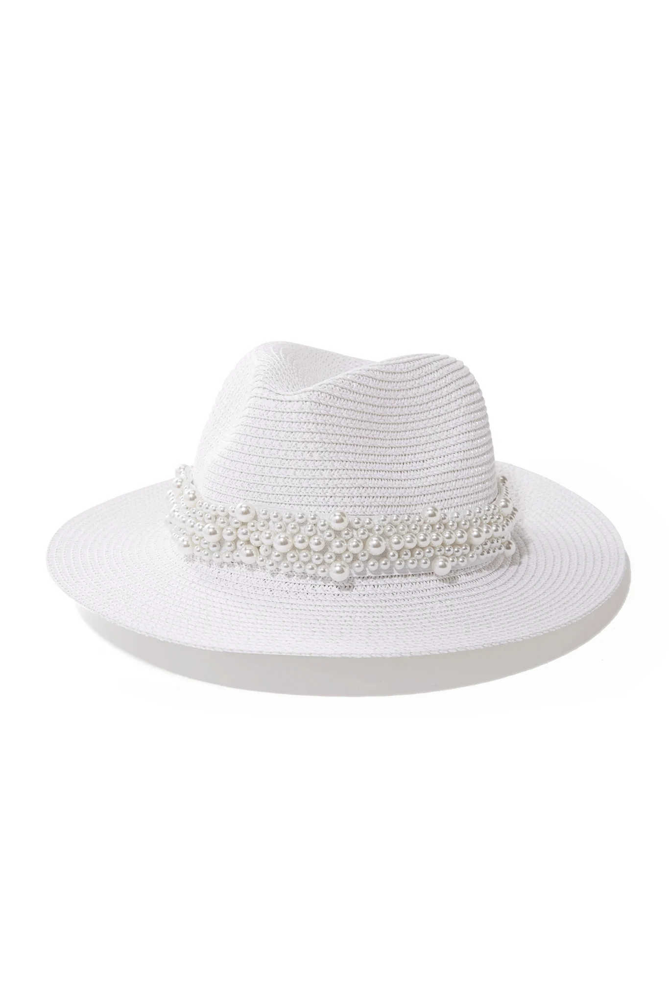 Pearl Trim Fedora Hat White - Mycitystee