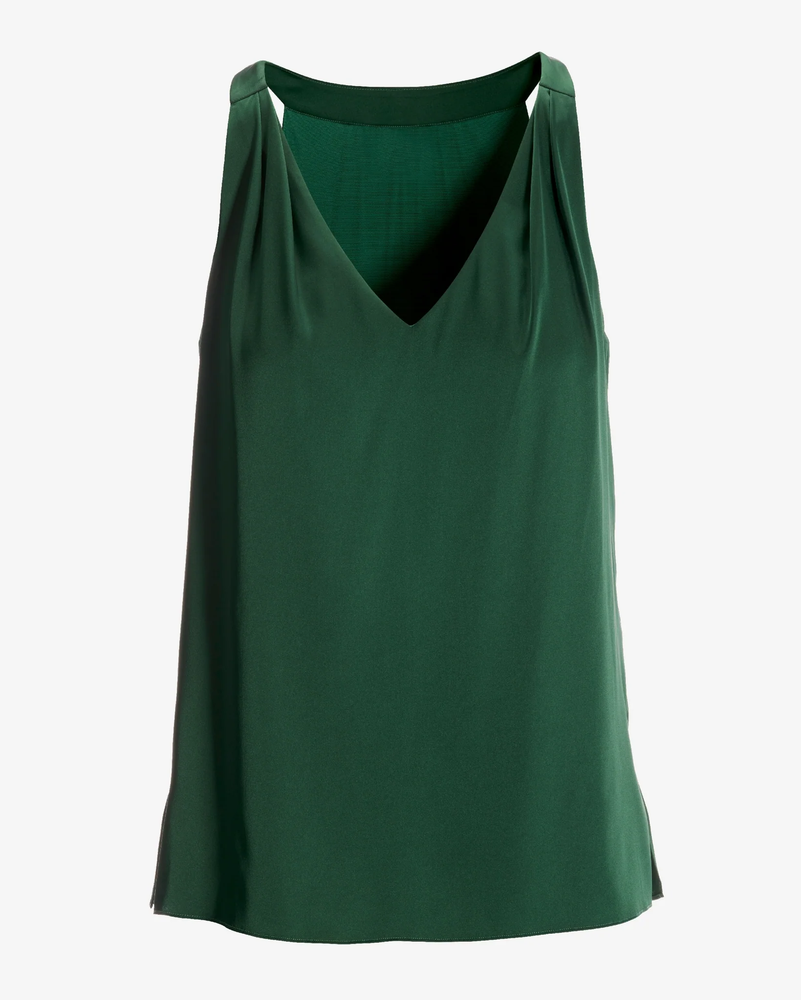 Nikki V-Neck Charmeuse Blouse Deep Emerald - Mycitystee