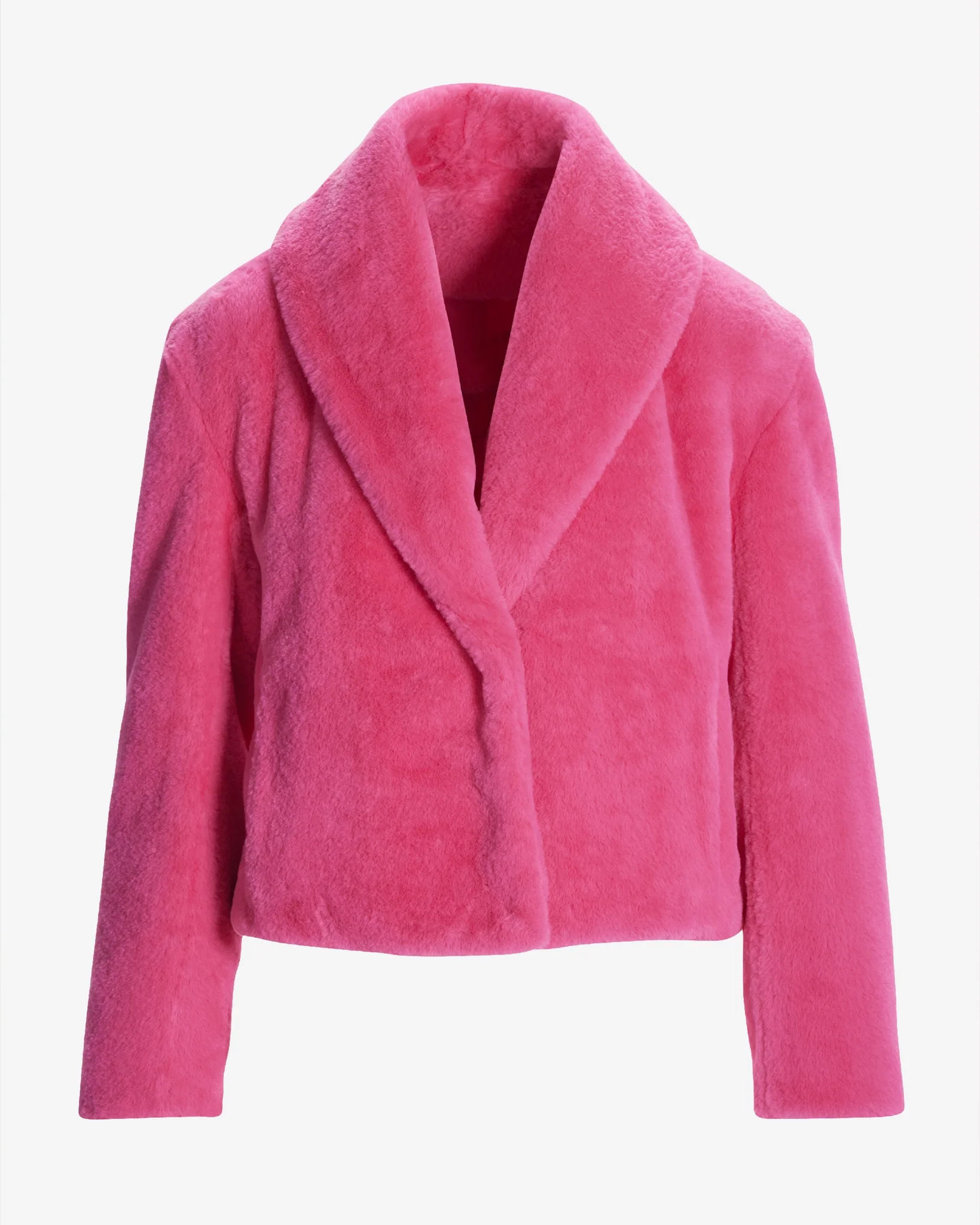 Shawl Collar Versatile Faux Fur Chubby Azalea Pink - Mycitystee