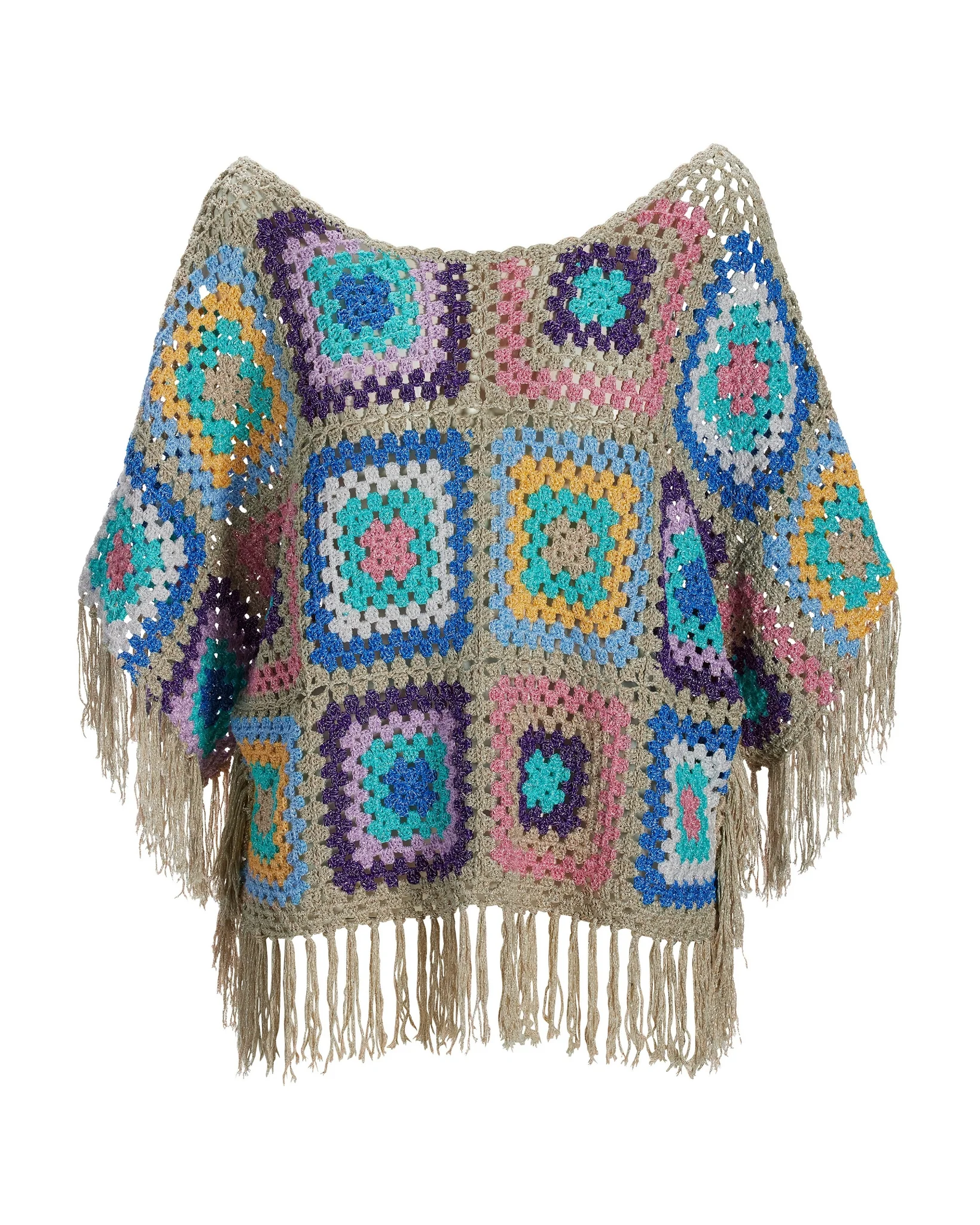 Lurex Slouchy Crochet Poncho Multi - Mycitystee