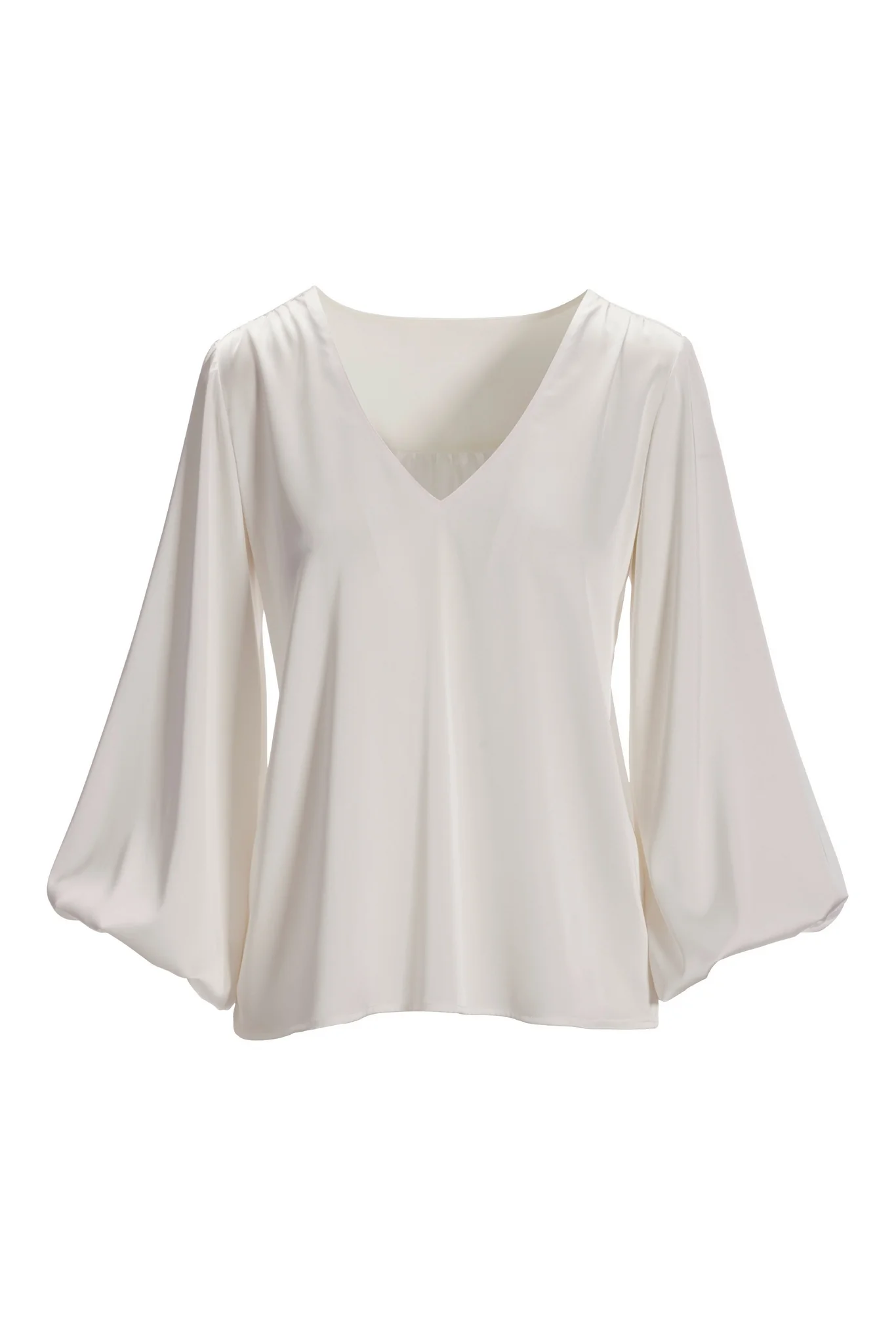 Scarlett V-Neck Charmeuse Blouse Off White - Mycitystee