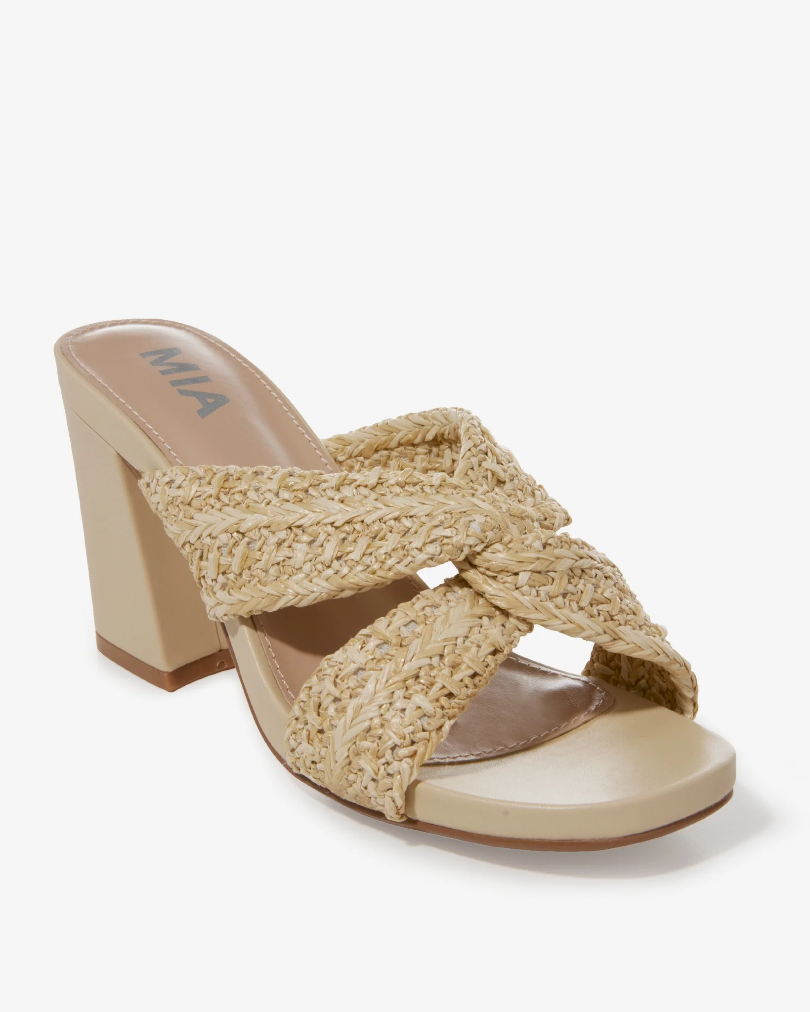 Raffia Twist Block Heel Natural - Mycitystee