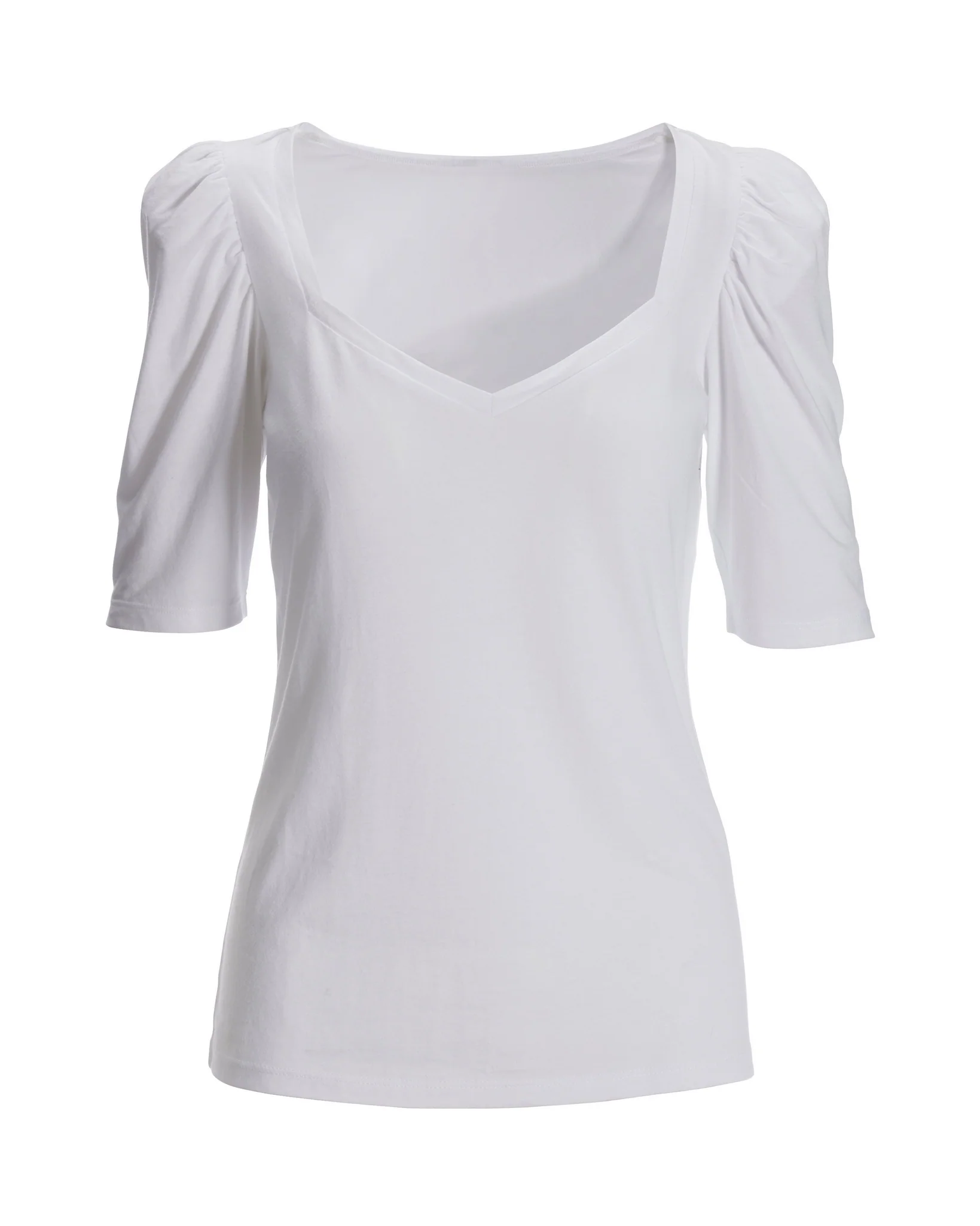 Sweetheart Puff-Sleeve Tee White - Mycitystee