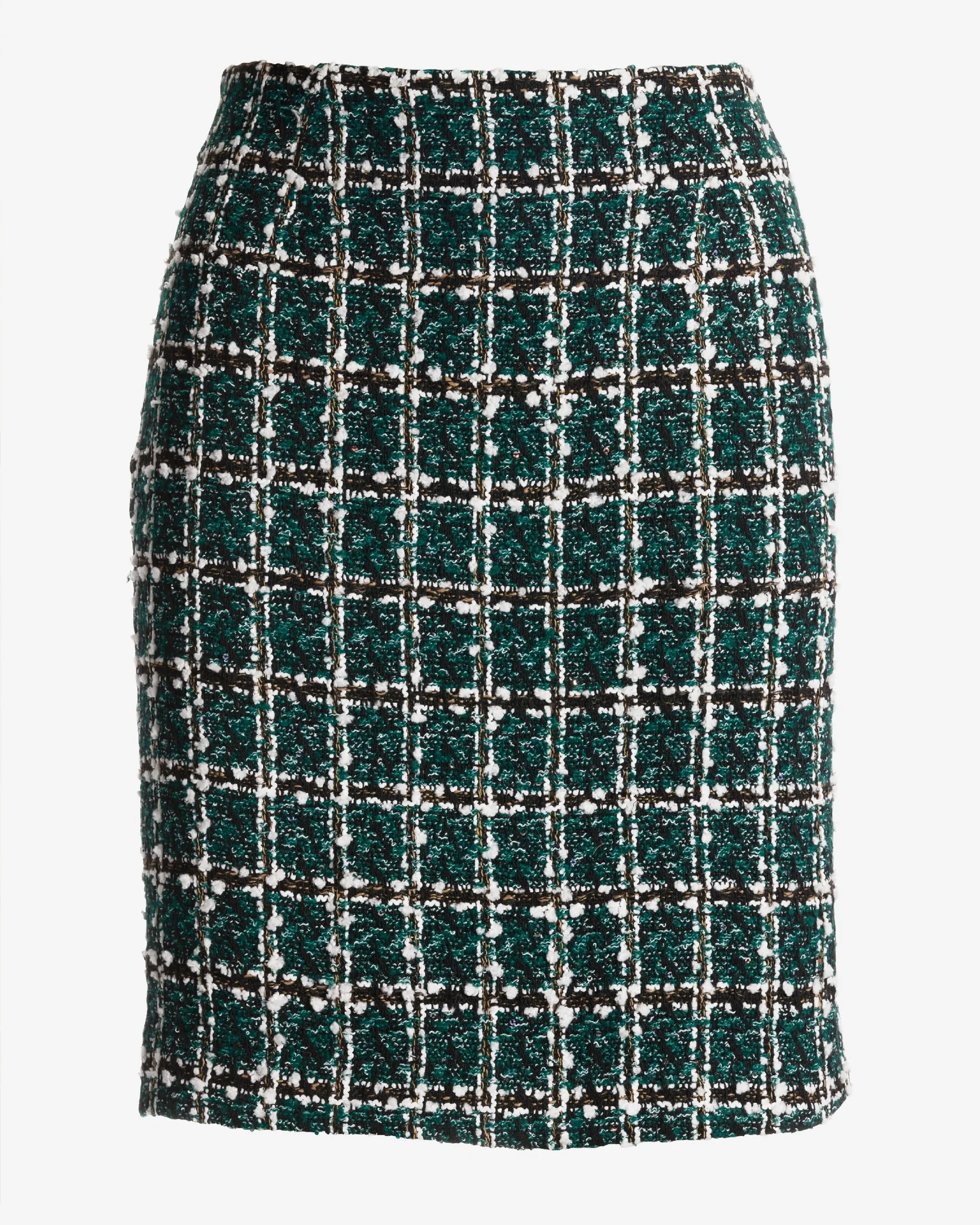 Charleston Emerald Tweed Mini Skirt Deep Emerald - Mycitystee