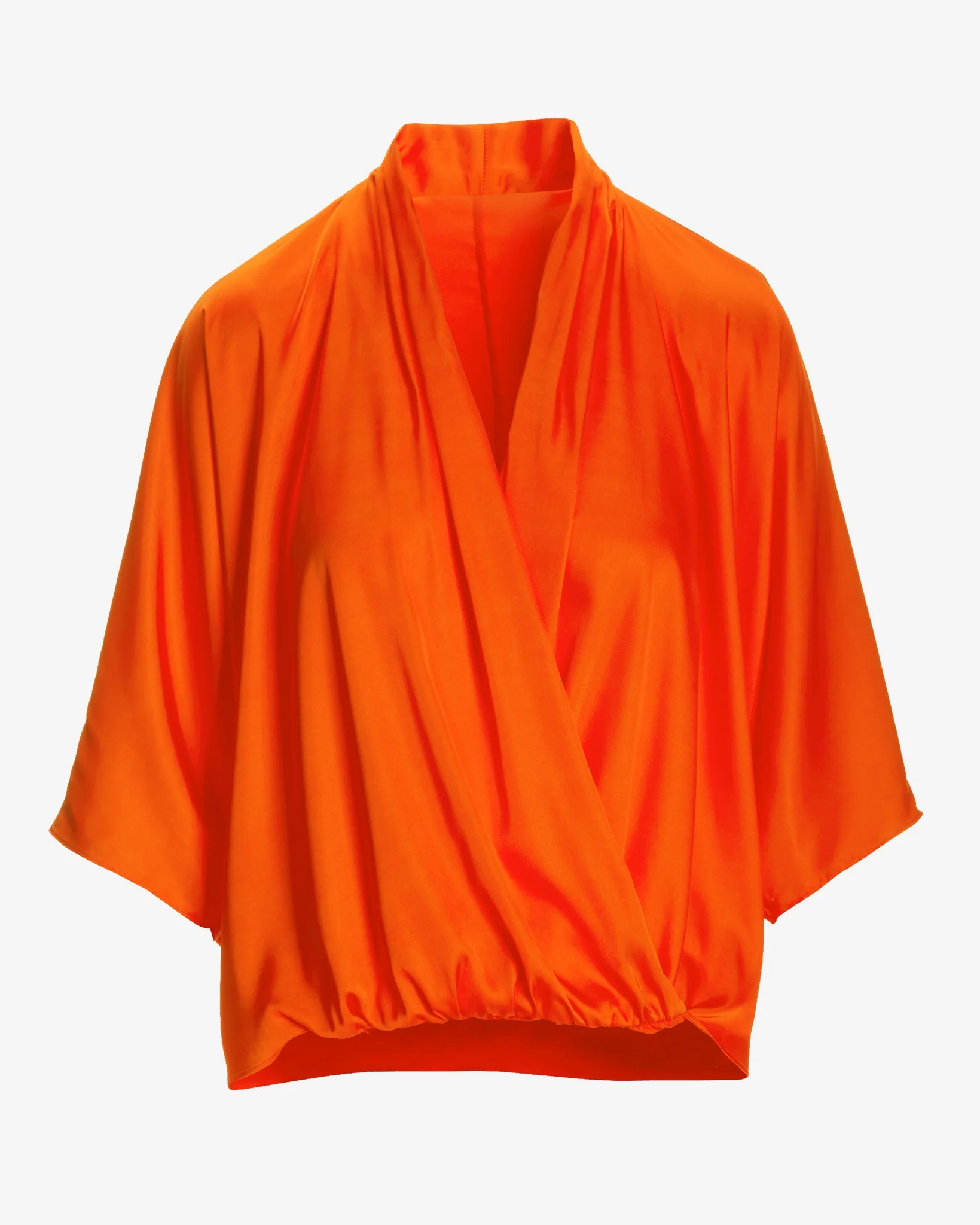 Whitney Draped Surplice Charmeuse Blouse Flame - Mycitystee