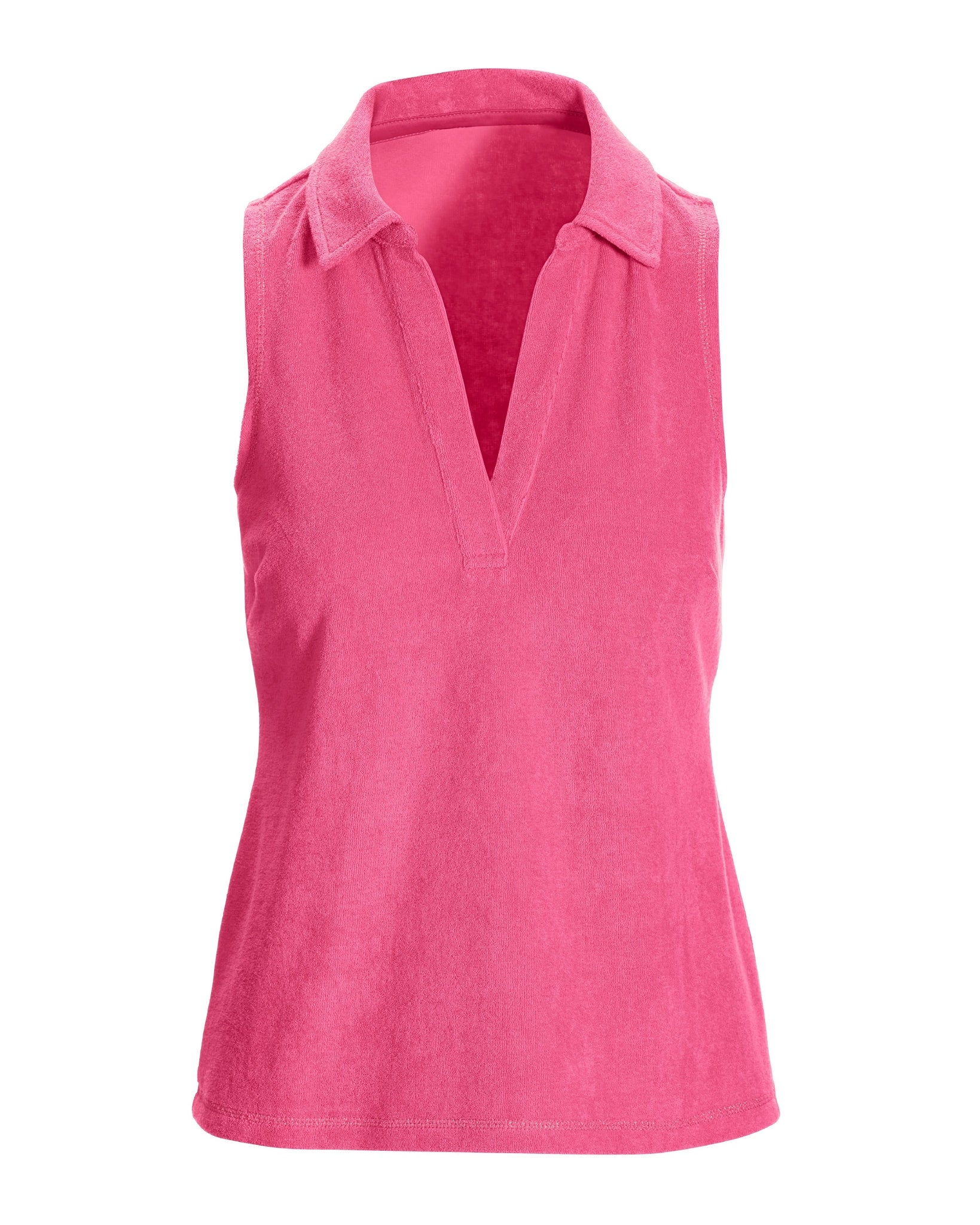 Beach Terry Collared Sleeveless Top Aurora Pink - Mycitystee
