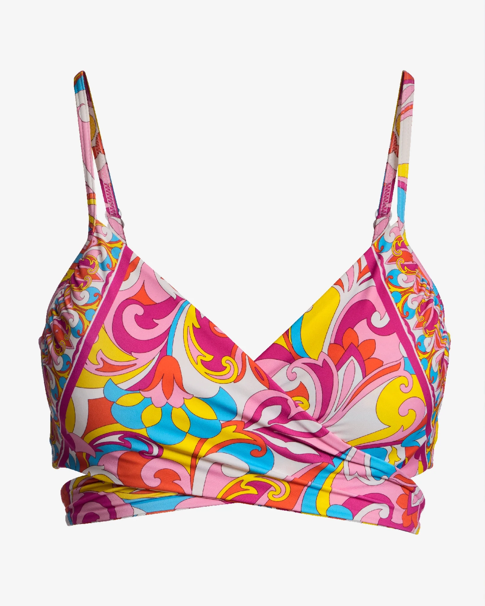 Swim Sense Print Underwire Wrap Bikini Top Tulum Abstract - Mycitystee
