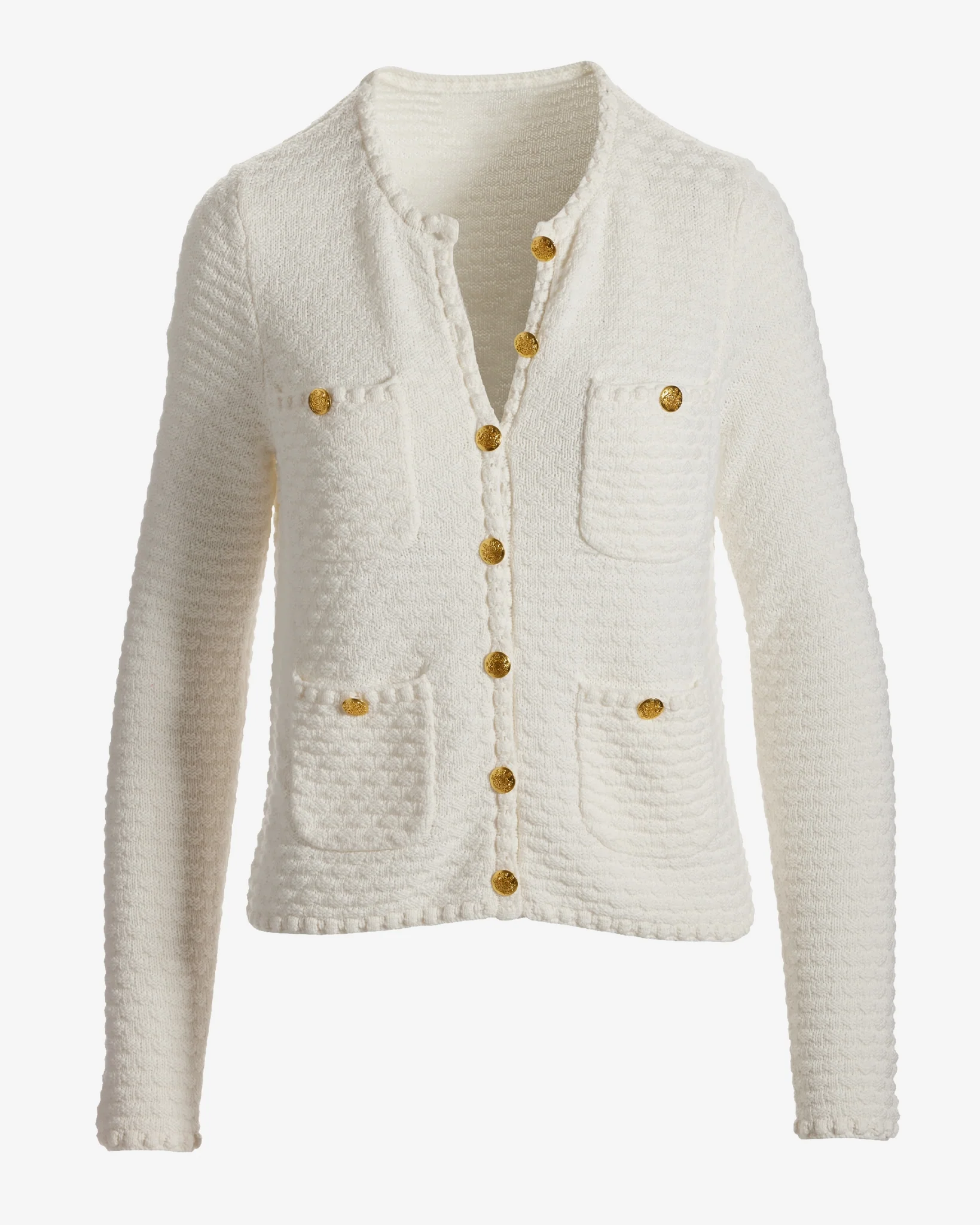 Button Detail Pocket Sweater Cardigan Off White - Mycitystee