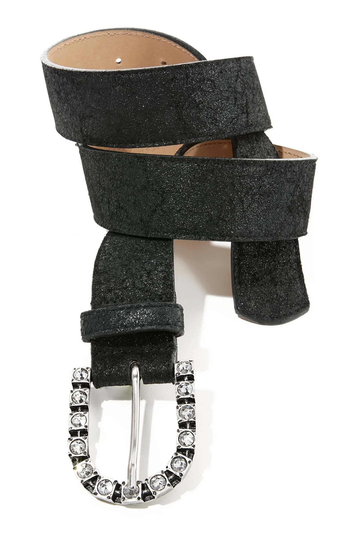 Embellished Rhinestone Buckle Belt Black - Mycitystee